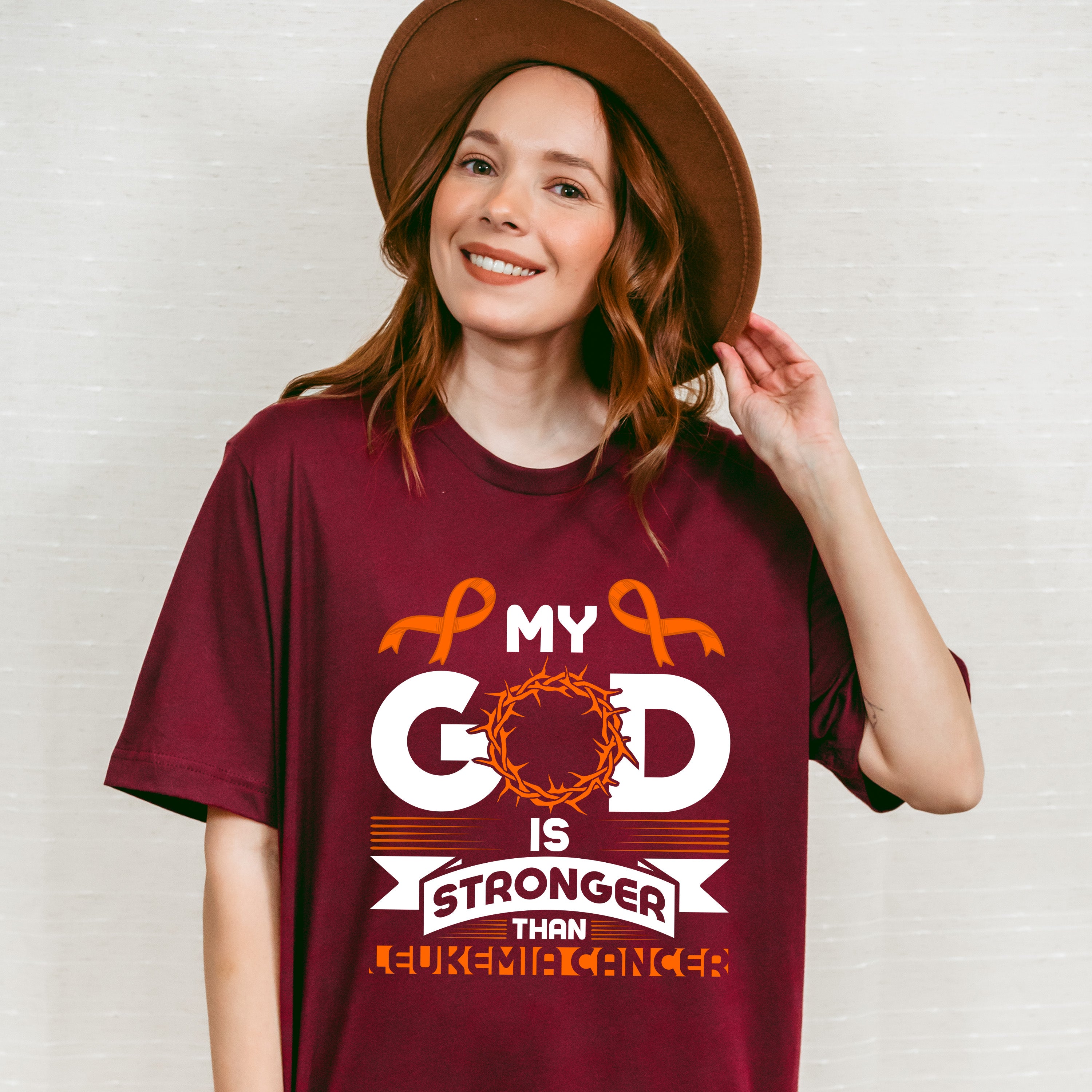 My God Is Stronger - Leukemia Unisex Crewneck T-Shirt Sweatshirt Hoodie