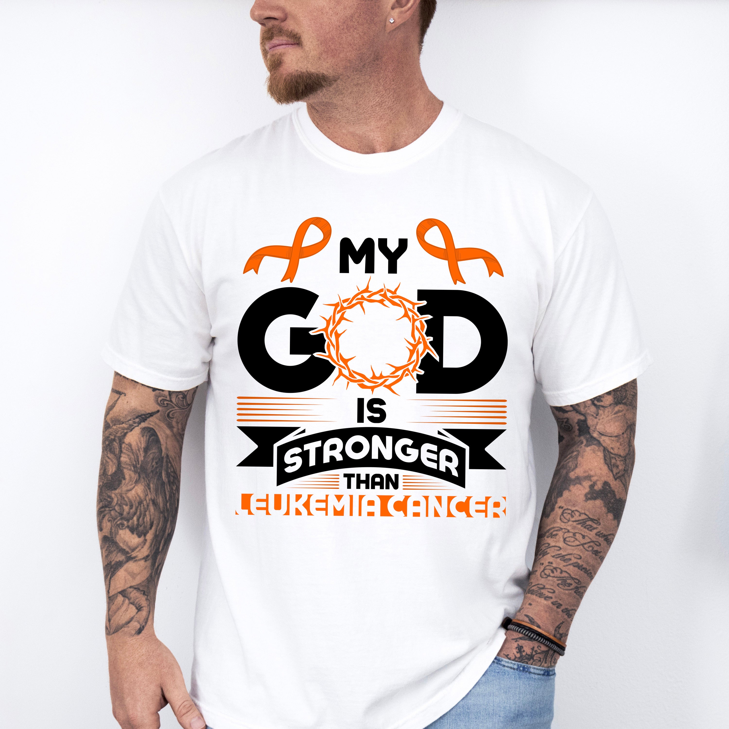 My God Is Stronger - Leukemia Unisex Crewneck T-Shirt Sweatshirt Hoodie