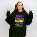 Thick Thighs Mardi Gras Vibes Design - Mardi Gras Unisex Crewneck T-Shirt Sweatshirt Hoodie