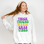 Thick Thighs Mardi Gras Vibes Design - Mardi Gras Unisex Crewneck T-Shirt Sweatshirt Hoodie