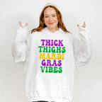 Thick Thighs Mardi Gras Vibes Design - Mardi Gras Unisex Crewneck T-Shirt Sweatshirt Hoodie