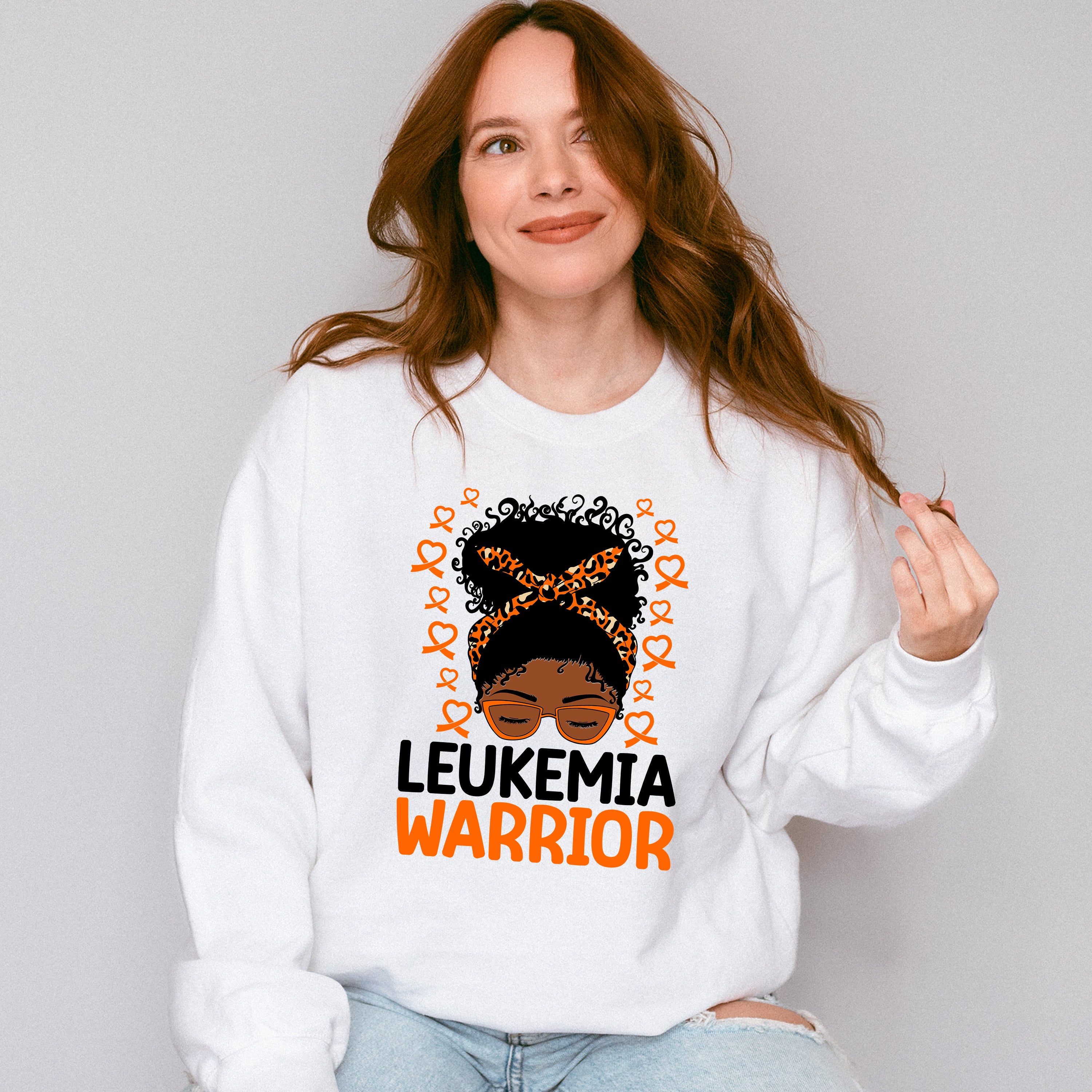 Leukemia Warrior Orange Design - Leukemia Unisex Crewneck T-Shirt Sweatshirt Hoodie