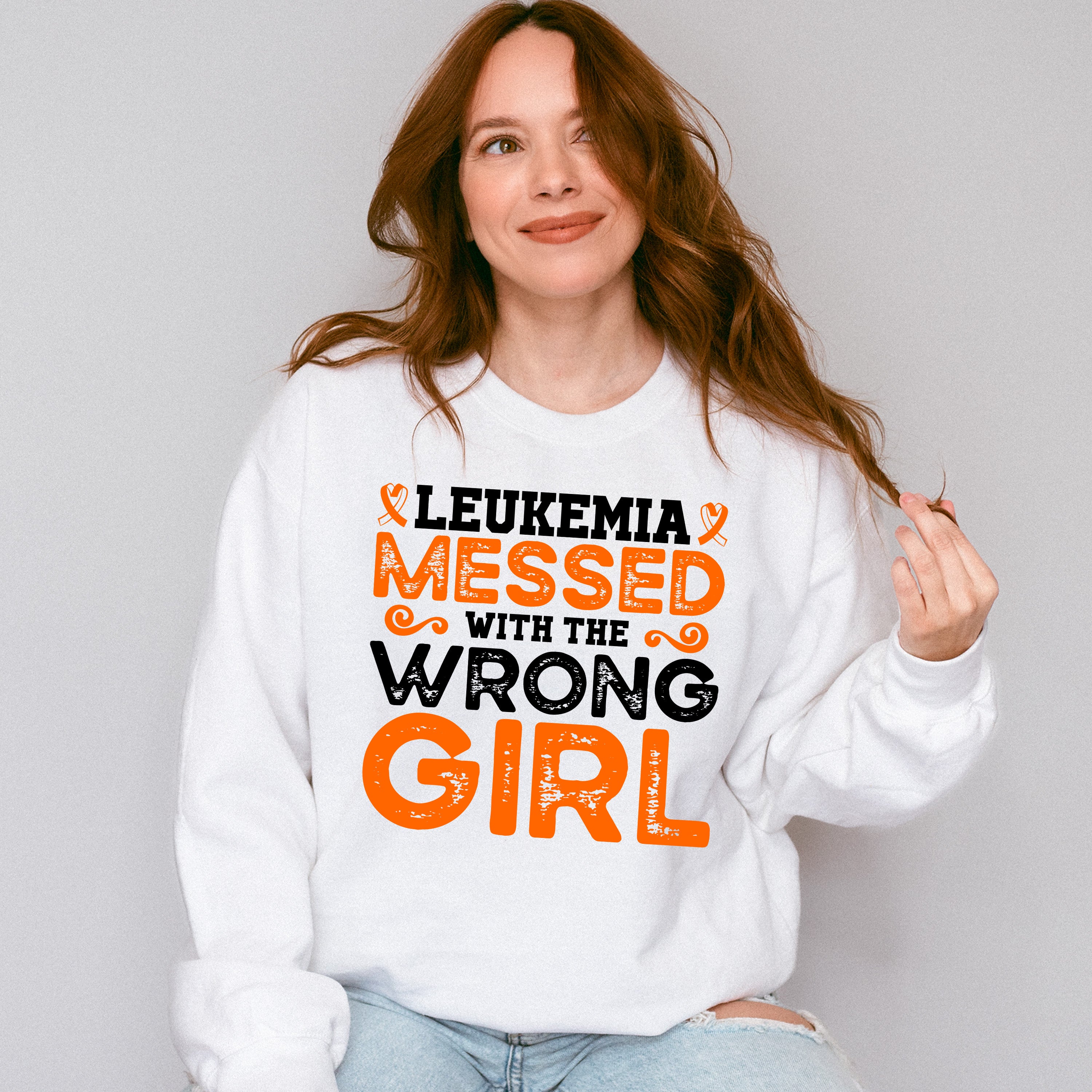 Leukemia Messed With The Wrong Girl - Leukemia Unisex Crewneck T-Shirt Sweatshirt Hoodie