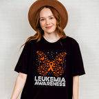 Leukemia Awareness Butterfly Design - Leukemia Unisex Crewneck T-Shirt Sweatshirt Hoodie