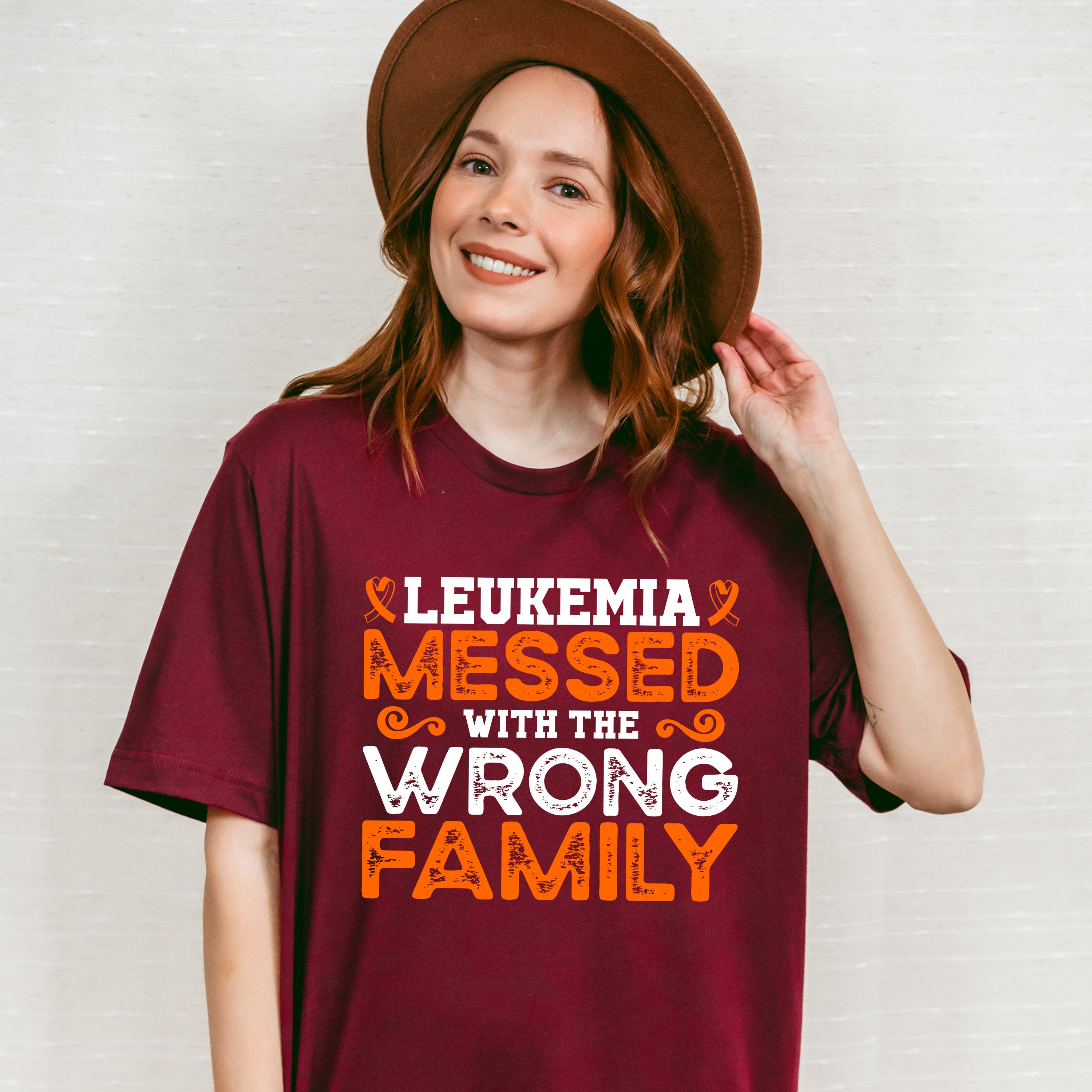 Leukemia Messed With The Wrong Family - Leukemia Unisex Crewneck T-Shirt Sweatshirt Hoodie