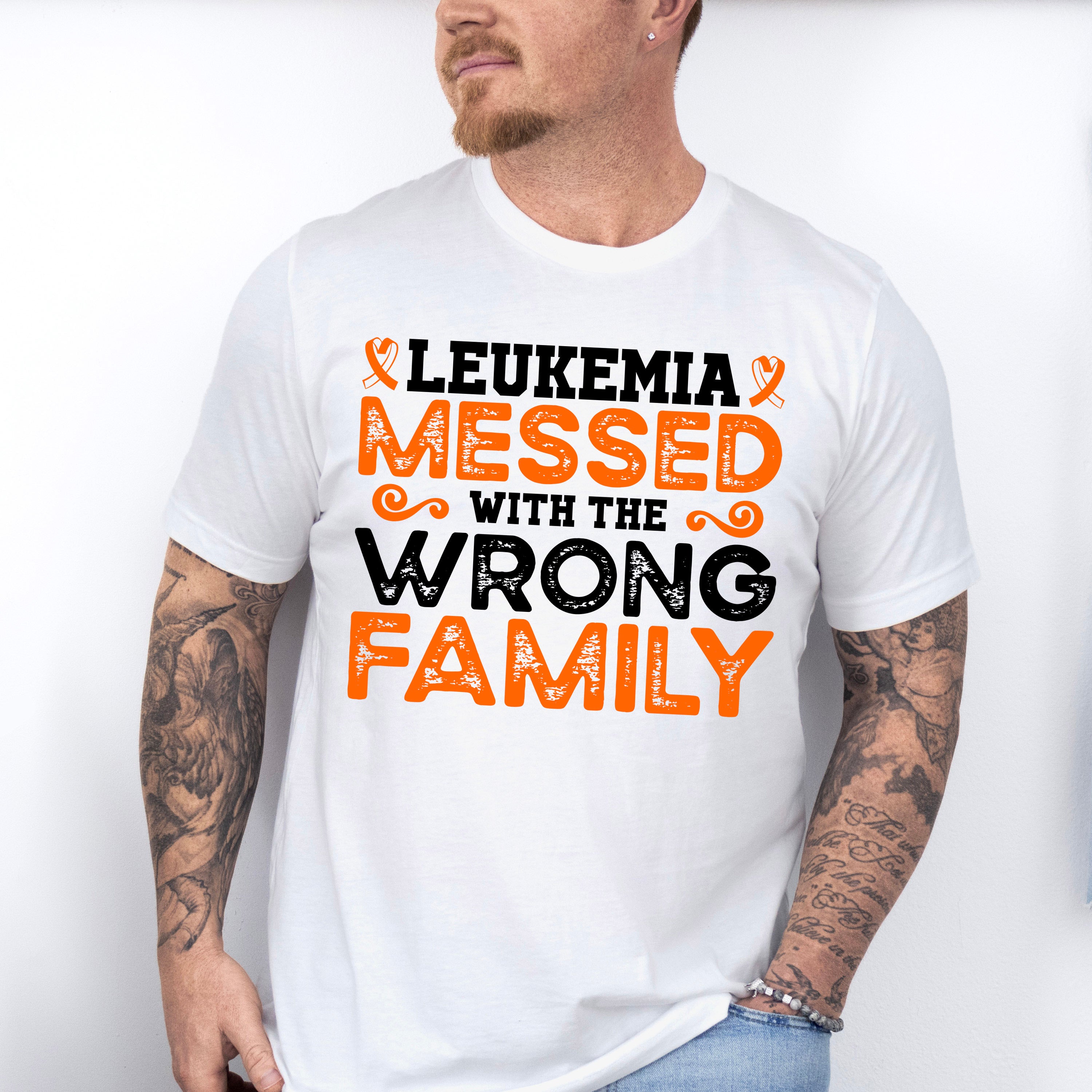 Leukemia Messed With The Wrong Family - Leukemia Unisex Crewneck T-Shirt Sweatshirt Hoodie