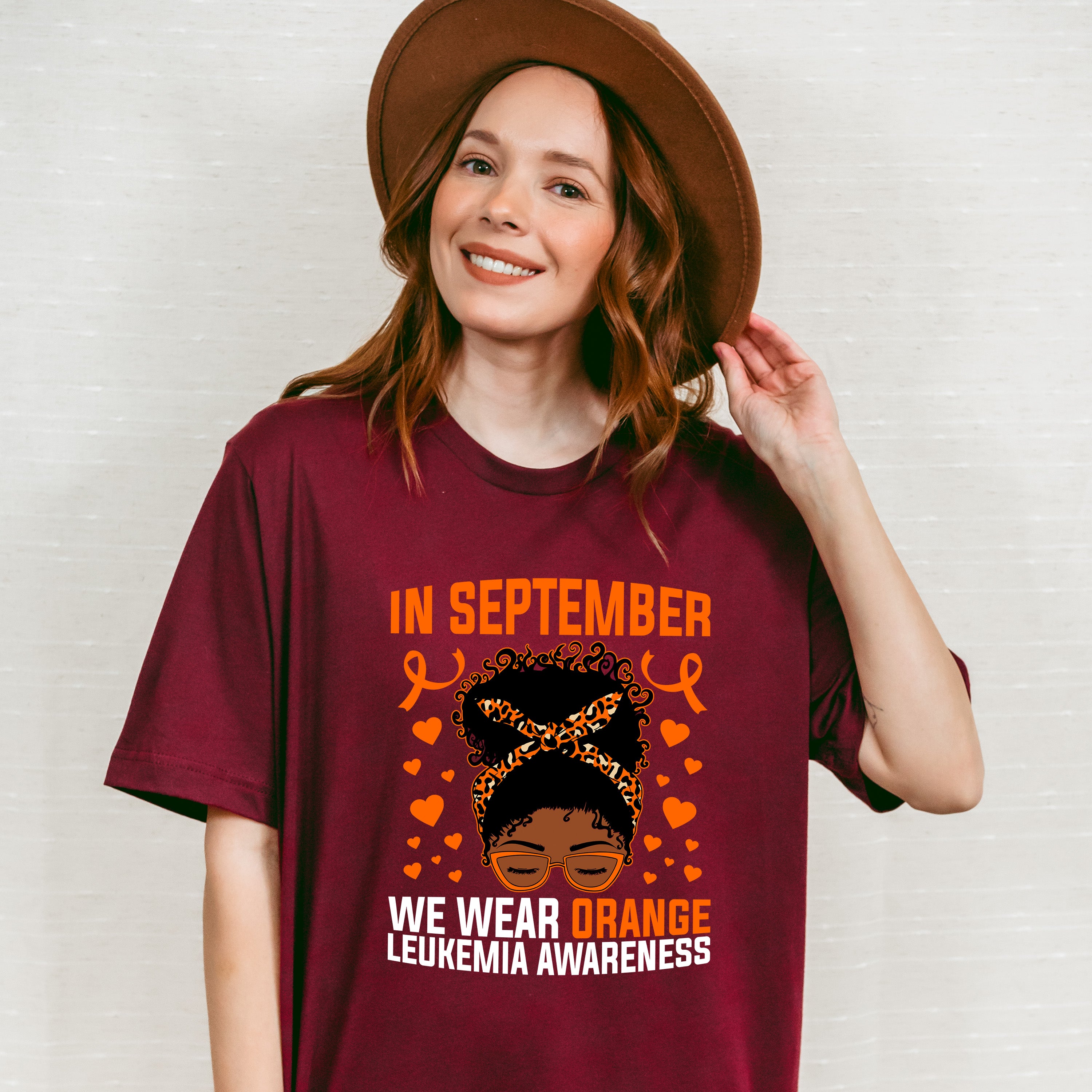 In September We Wear Orange Girl - Leukemia Unisex Crewneck T-Shirt Sweatshirt Hoodie