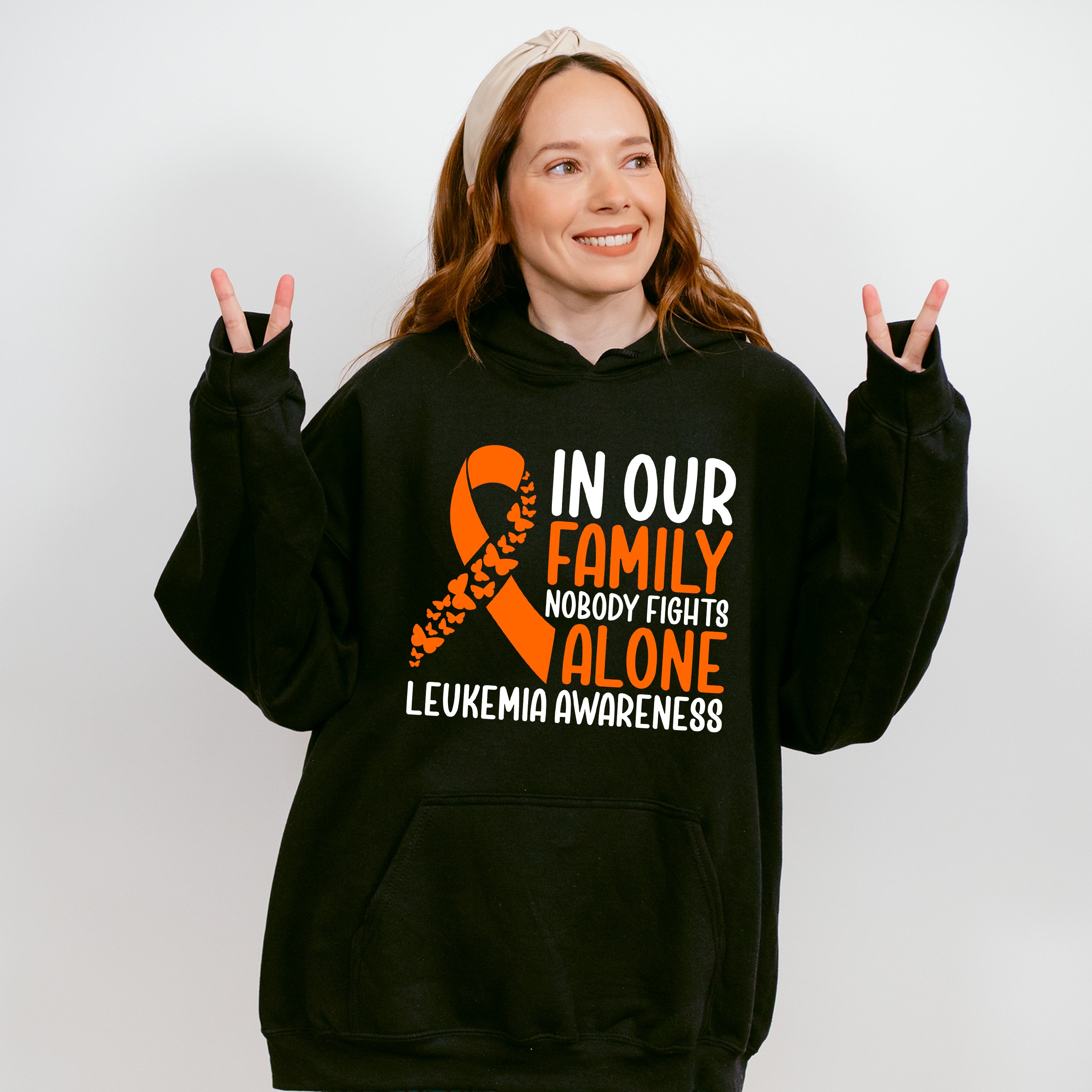 In Our Family Nobody Fights Alone - Leukemia Unisex Crewneck T-Shirt Sweatshirt Hoodie