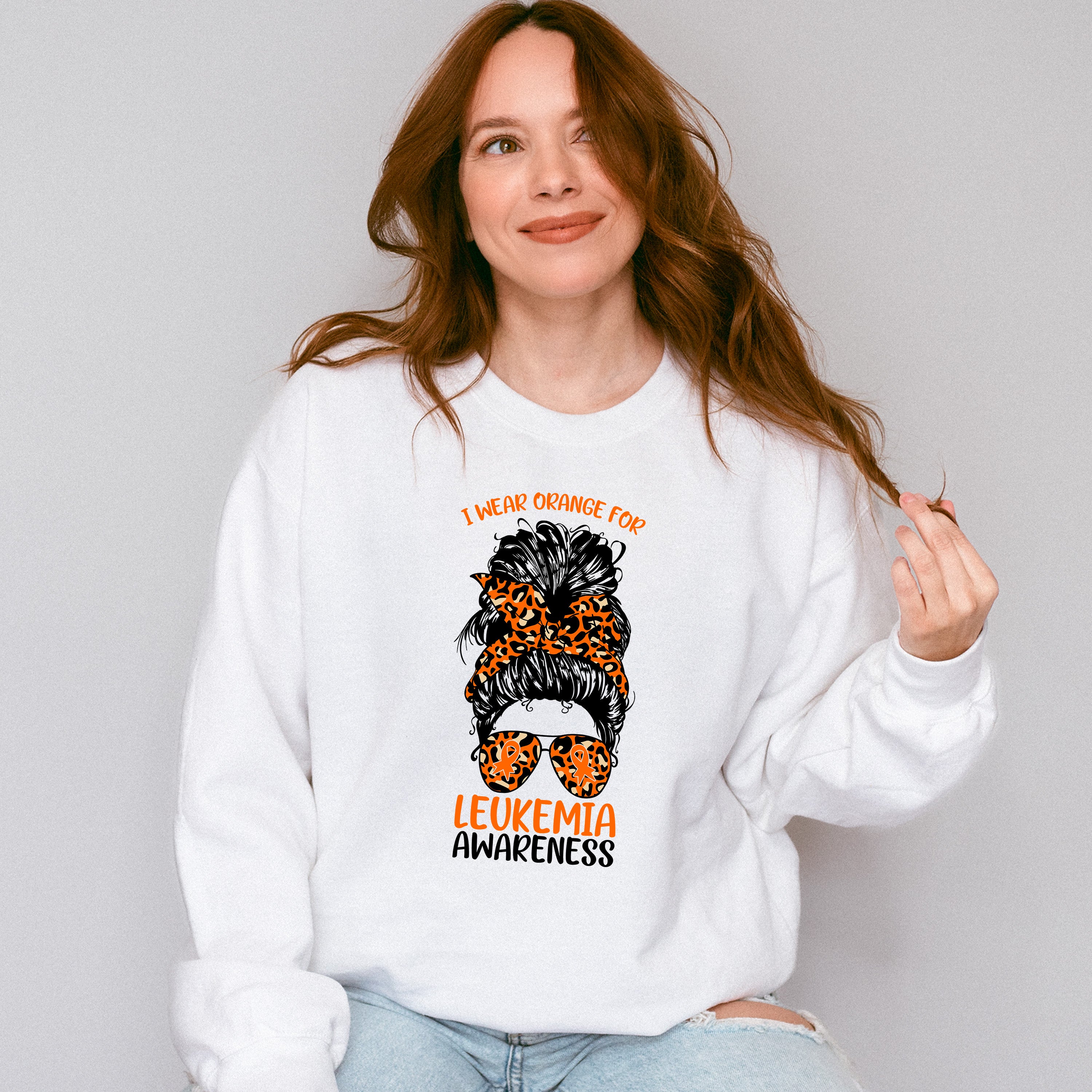 Wear Orange Girl Design - Leukemia Unisex Crewneck T-Shirt Sweatshirt Hoodie