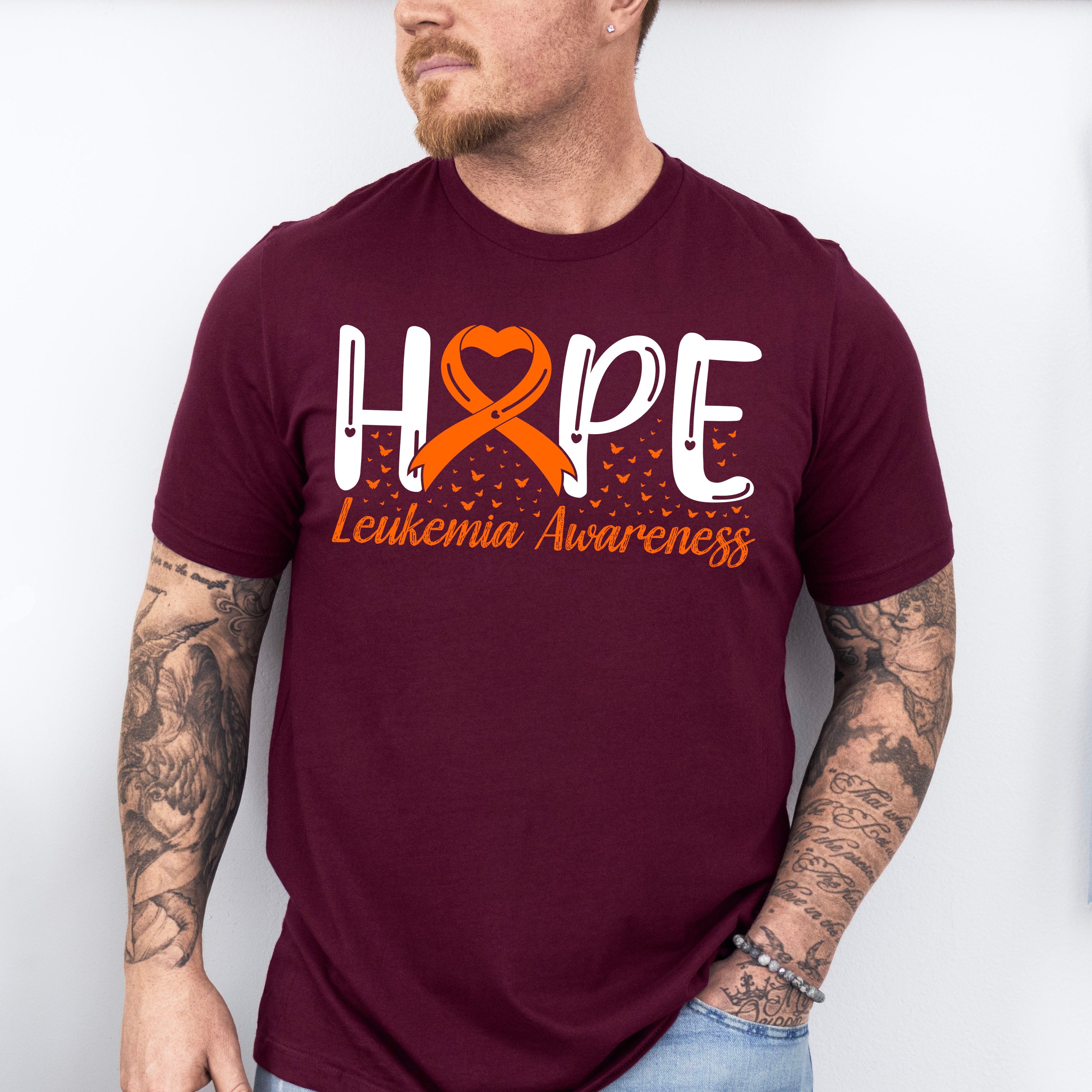 Hope Ribbon Design - Leukemia Unisex Crewneck T-Shirt Sweatshirt Hoodie