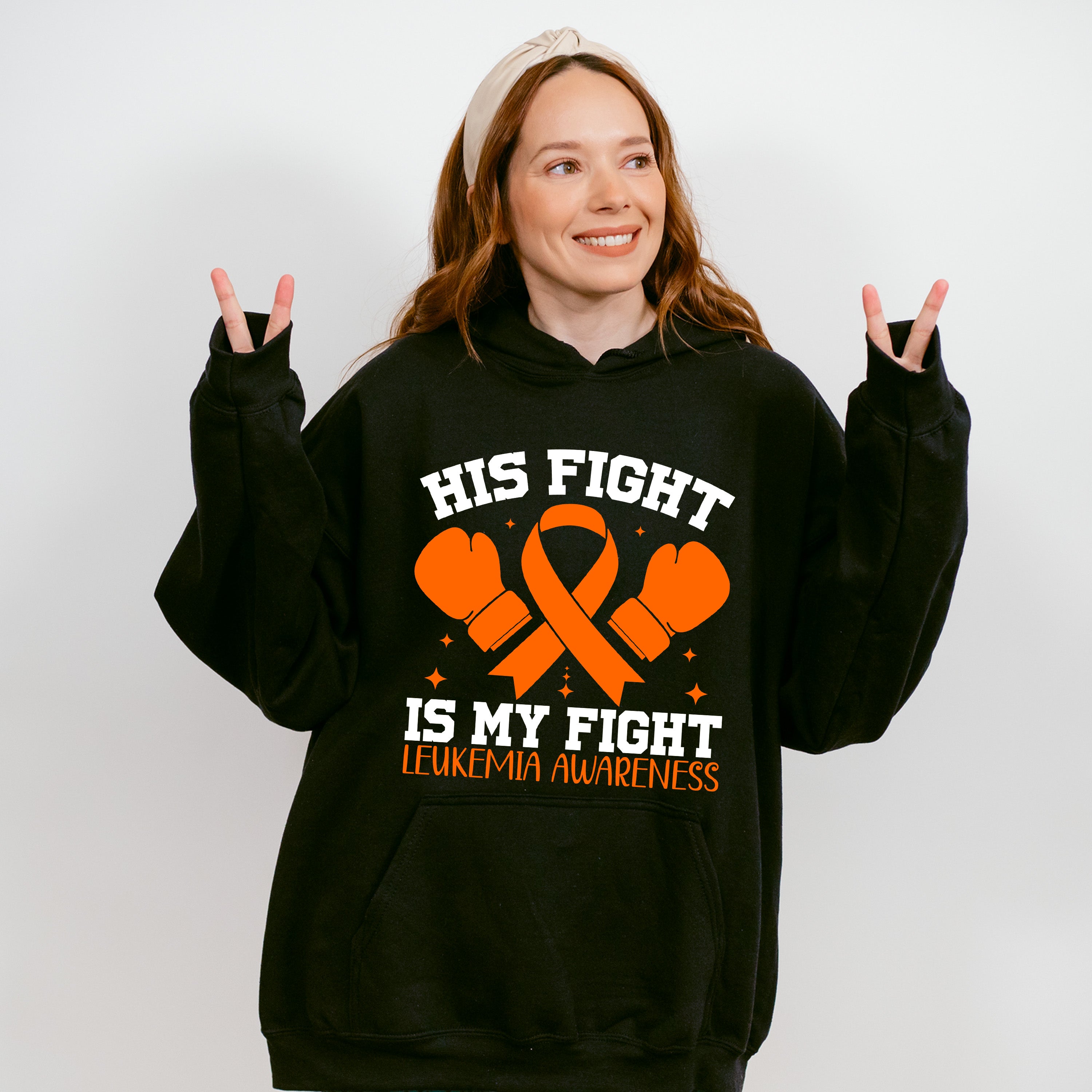 His Fight Is My Fight Gloves - Leukemia Unisex Crewneck T-Shirt Sweatshirt Hoodie