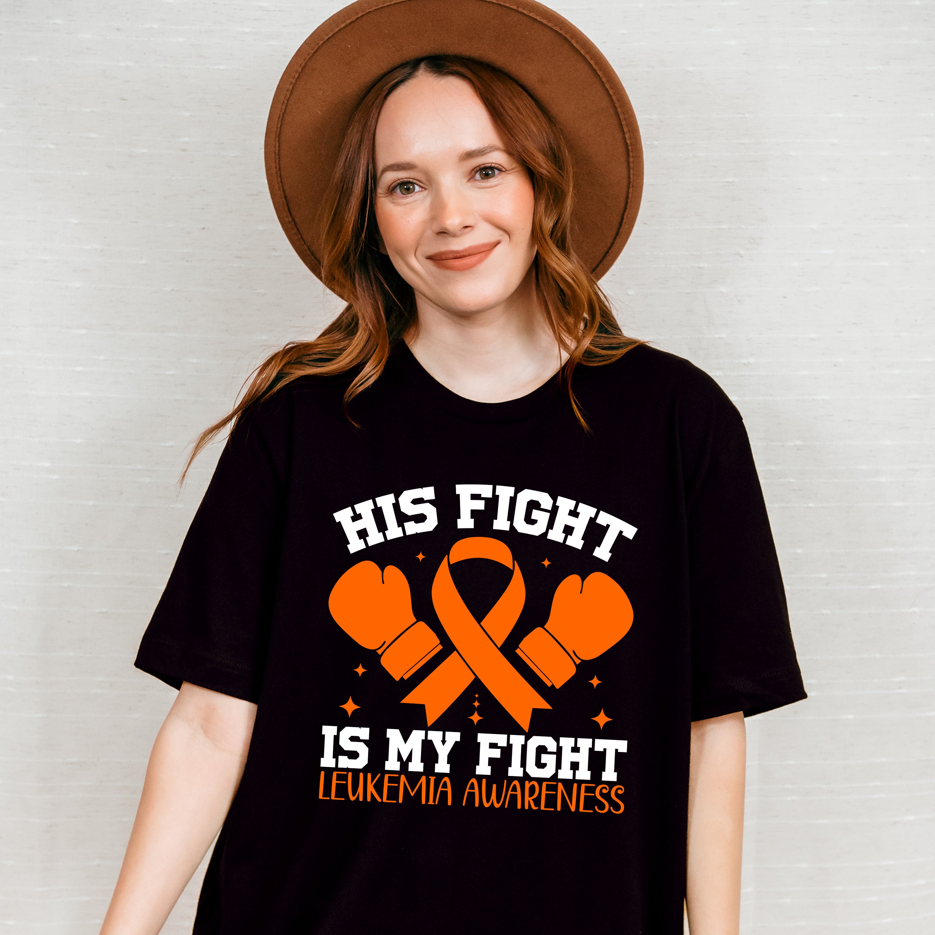 His Fight Is My Fight Gloves - Leukemia Unisex Crewneck T-Shirt Sweatshirt Hoodie