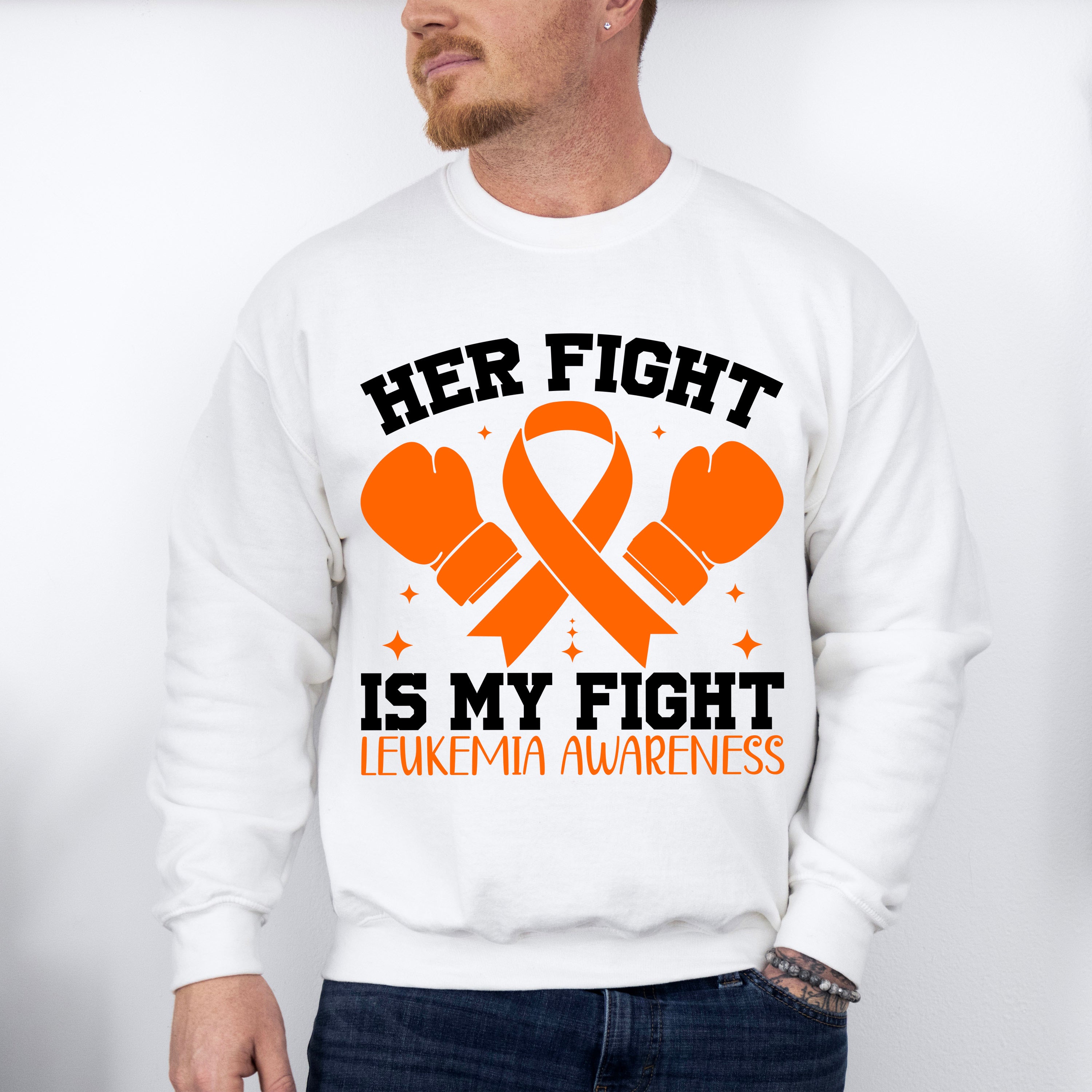 Her Fight Is My Fight Gloves - Leukemia Unisex Crewneck T-Shirt Sweatshirt Hoodie