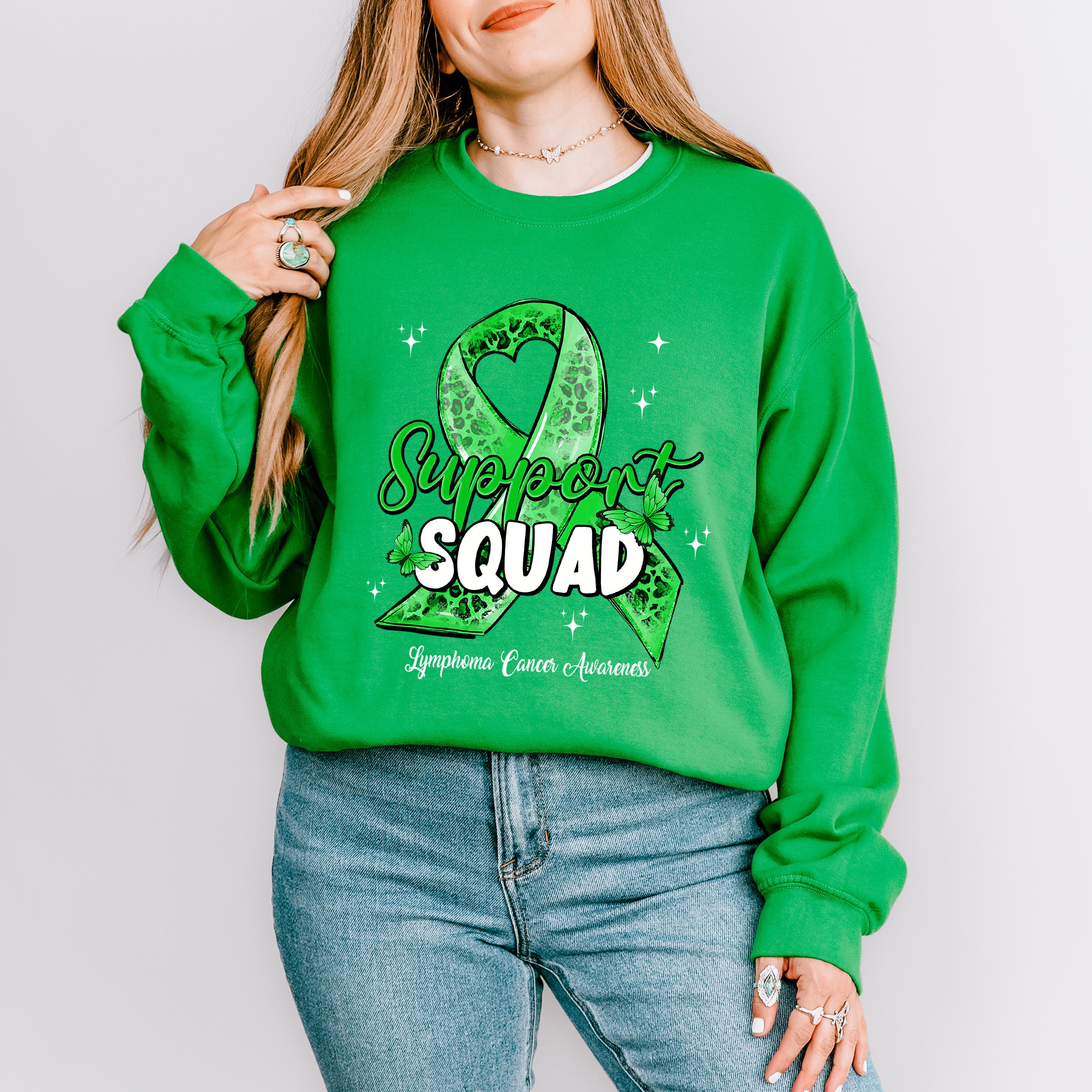 Support Squad Cancer Awareness - Lymphoma Unisex Crewneck T-Shirt Sweatshirt Hoodie