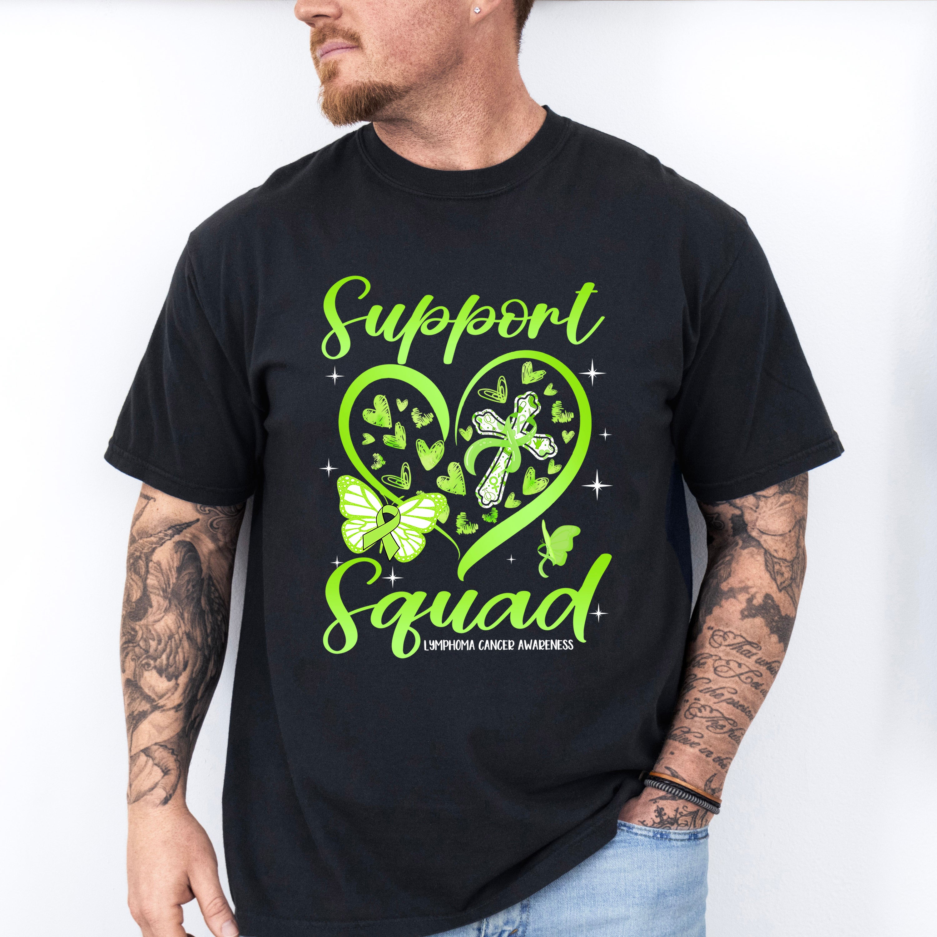 Support Squad Heart Design - Lymphoma Unisex Crewneck T-Shirt Sweatshirt Hoodie