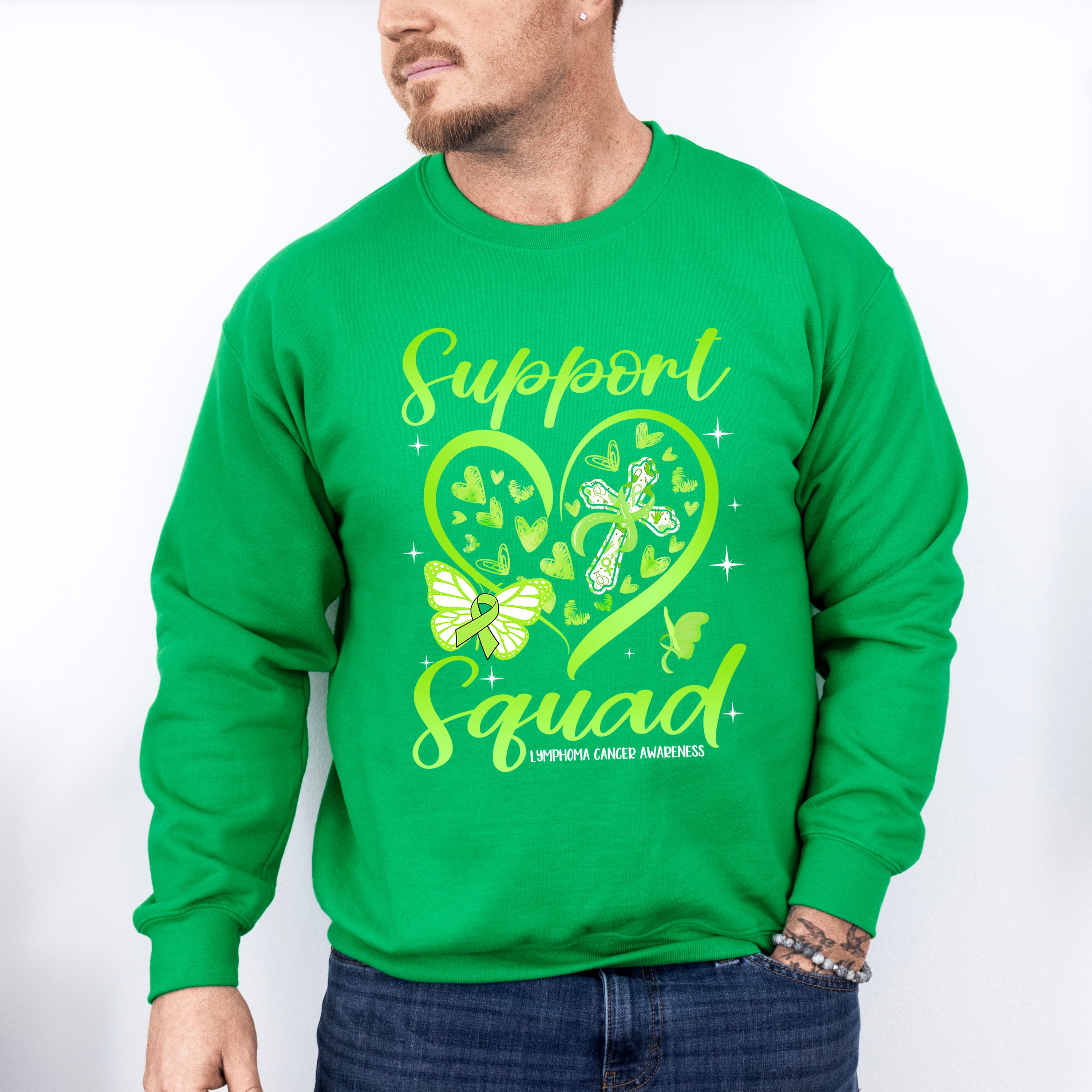 Support Squad Heart Design - Lymphoma Unisex Crewneck T-Shirt Sweatshirt Hoodie
