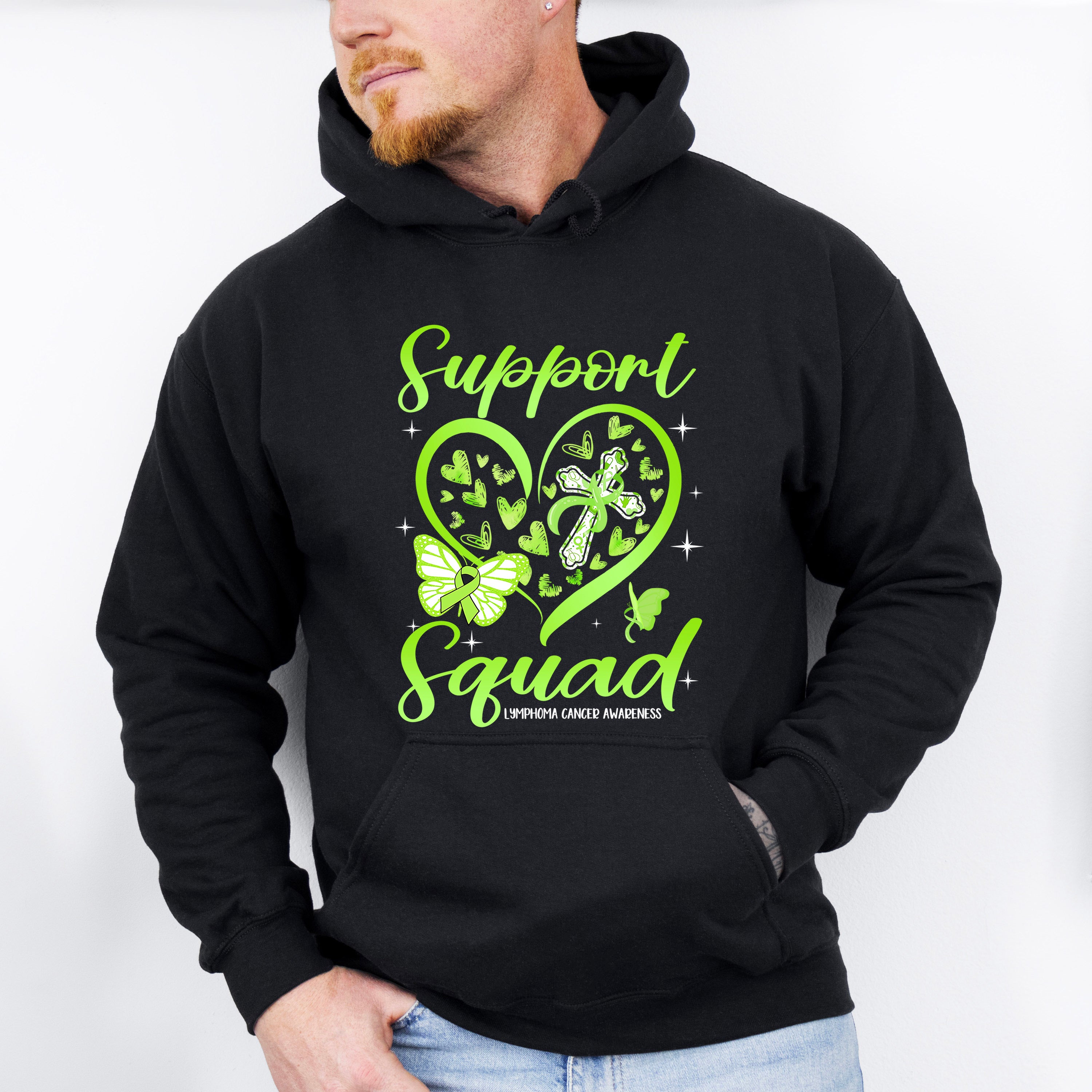 Support Squad Heart Design - Lymphoma Unisex Crewneck T-Shirt Sweatshirt Hoodie