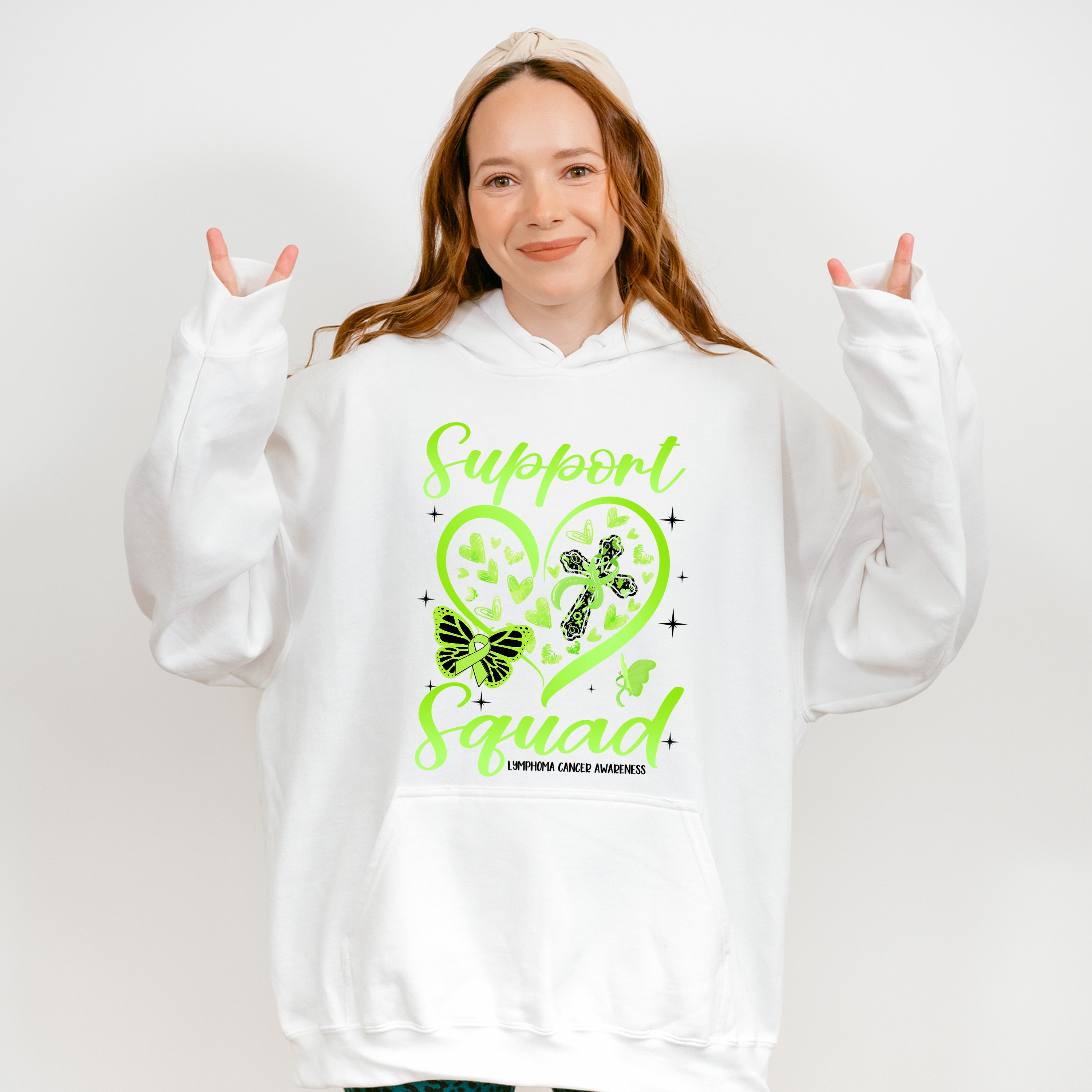 Support Squad Heart Design - Lymphoma Unisex Crewneck T-Shirt Sweatshirt Hoodie