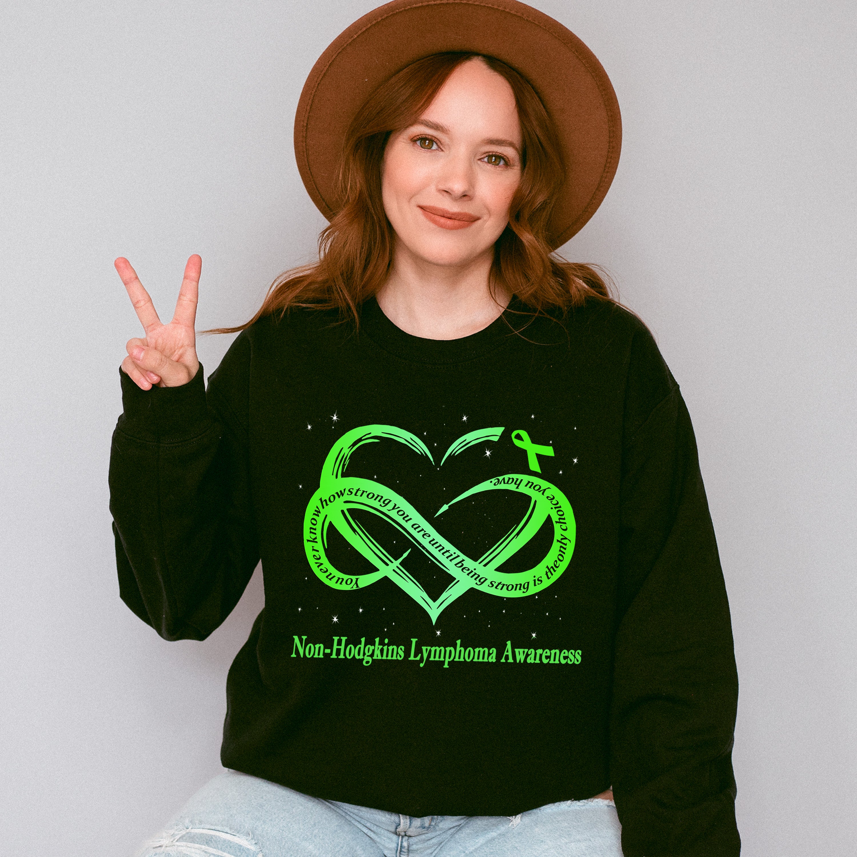 Lymphoma Strong Heart Design - Lymphoma Unisex Crewneck T-Shirt Sweatshirt Hoodie