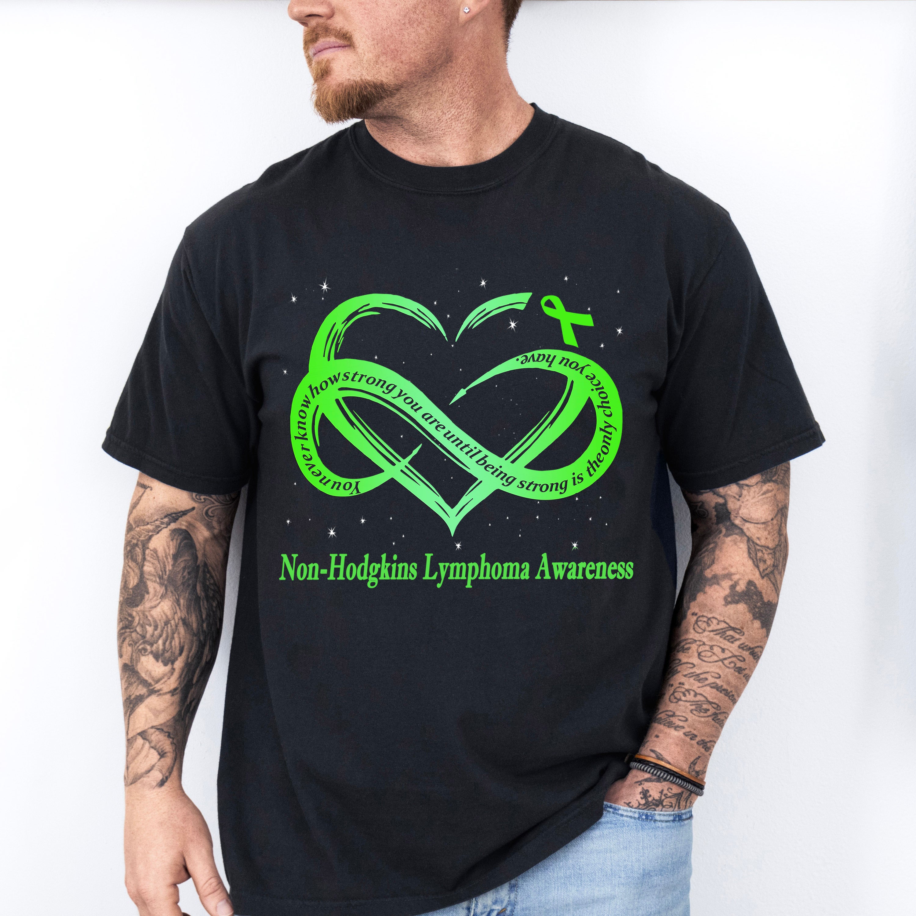 Lymphoma Strong Heart Design - Lymphoma Unisex Crewneck T-Shirt Sweatshirt Hoodie