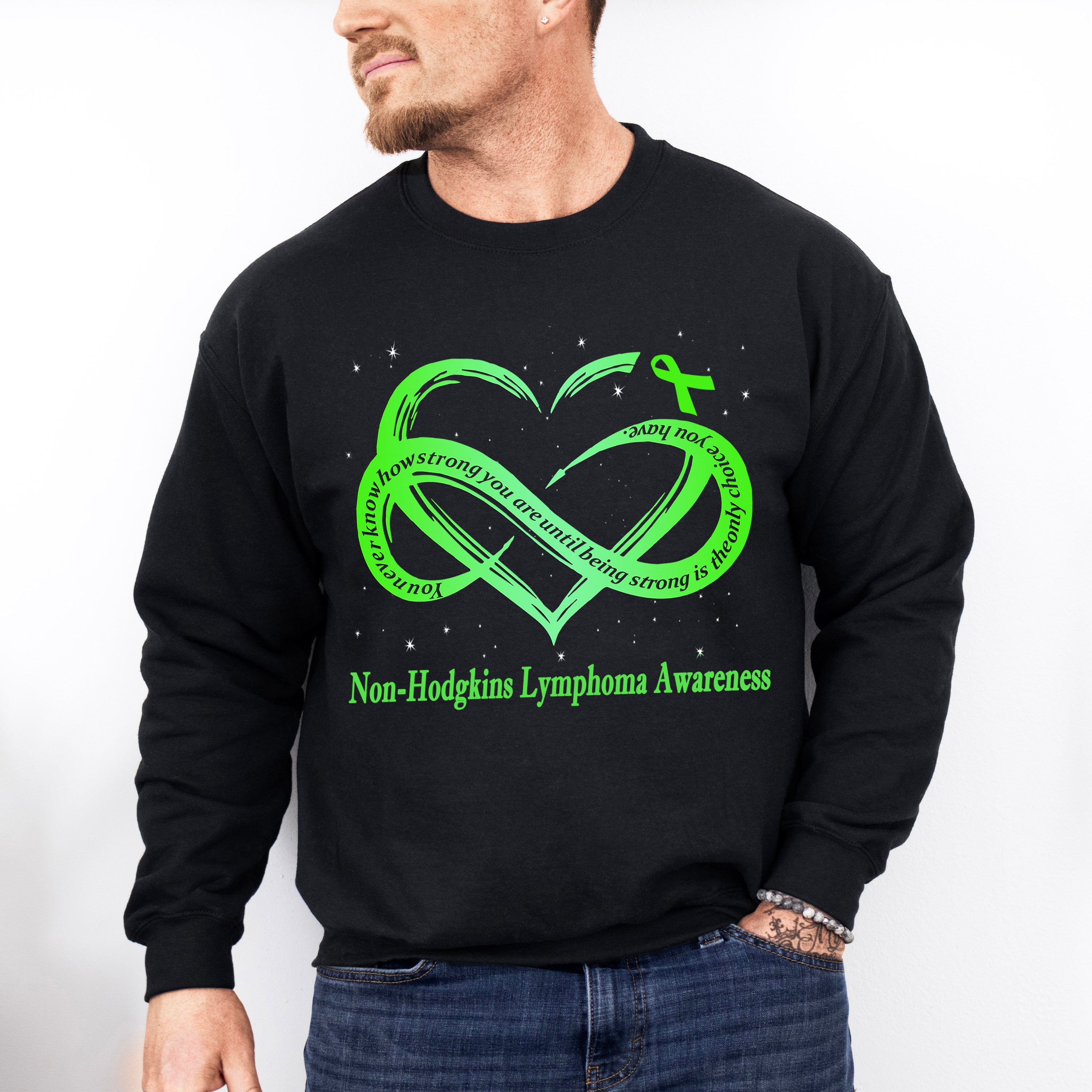 Lymphoma Strong Heart Design - Lymphoma Unisex Crewneck T-Shirt Sweatshirt Hoodie