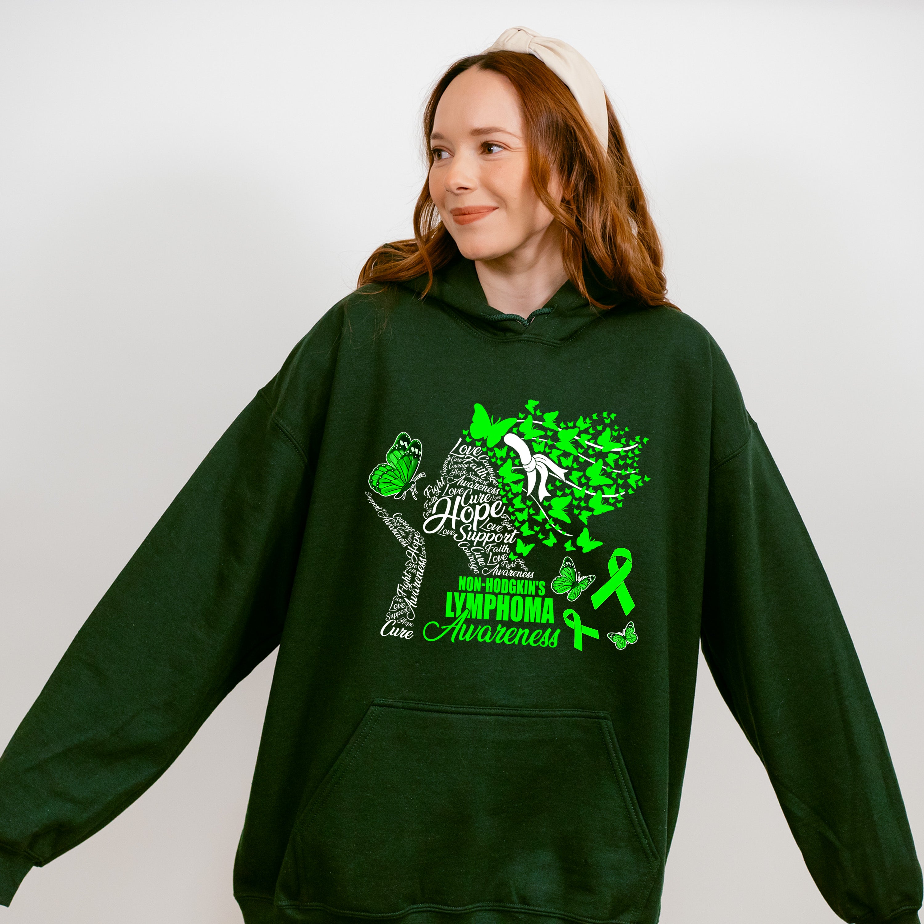 Lymphoma Awareness Butterfly Design - Lymphoma Unisex Crewneck T-Shirt Sweatshirt Hoodie