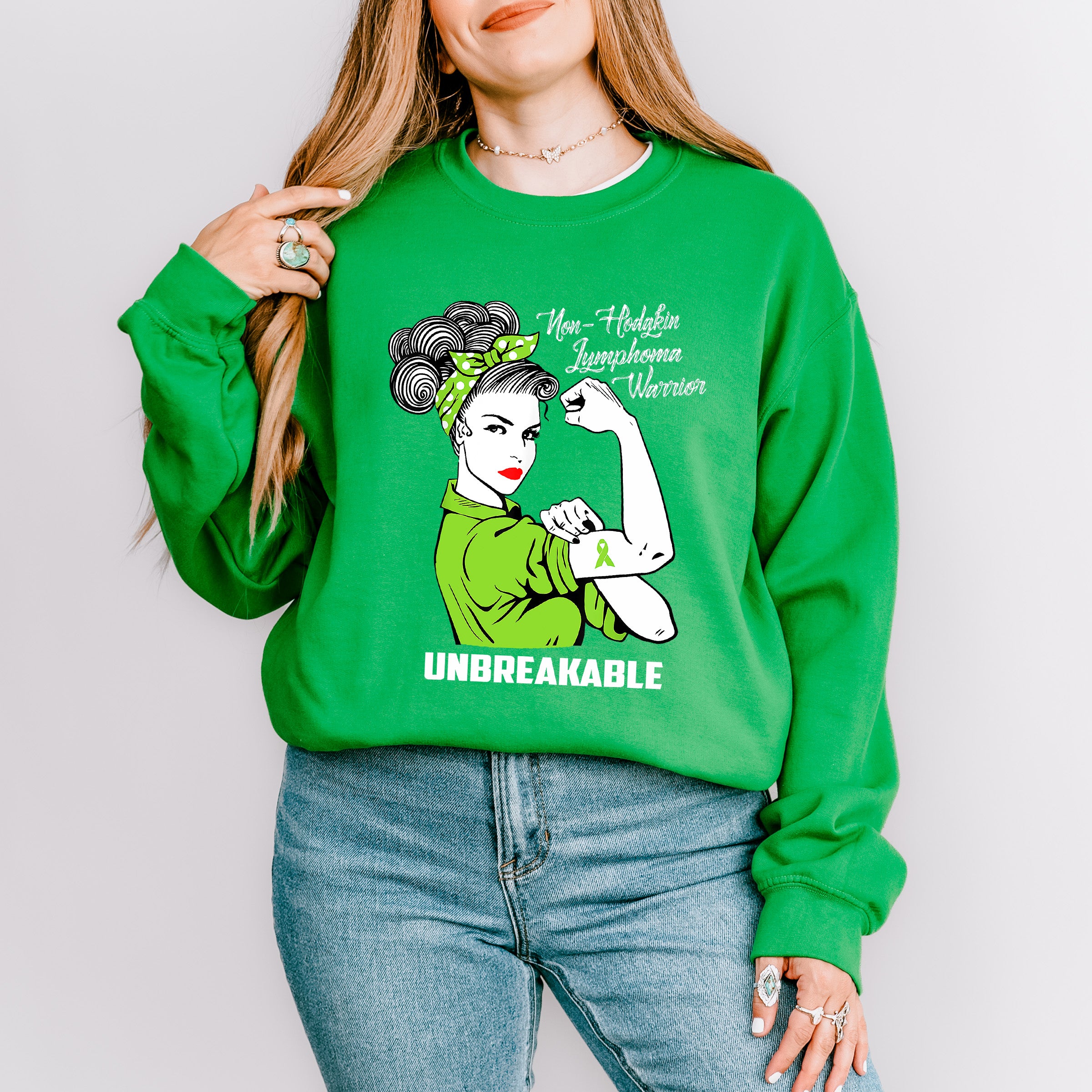 Unbreakable Lymphoma Warrior - Lymphoma Unisex Crewneck T-Shirt Sweatshirt Hoodie