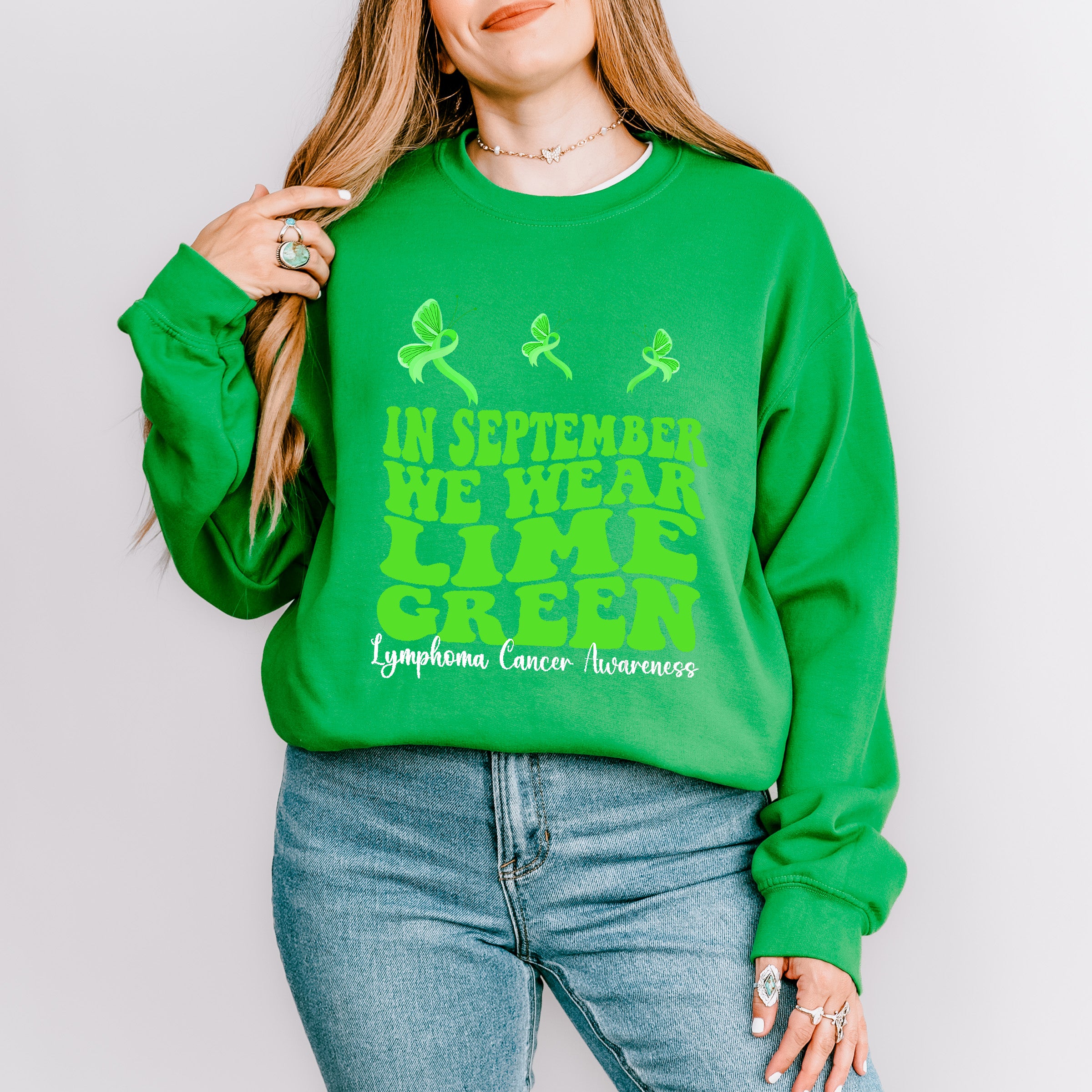 We Wear Lime Green - Lymphoma Unisex Crewneck T-Shirt Sweatshirt Hoodie