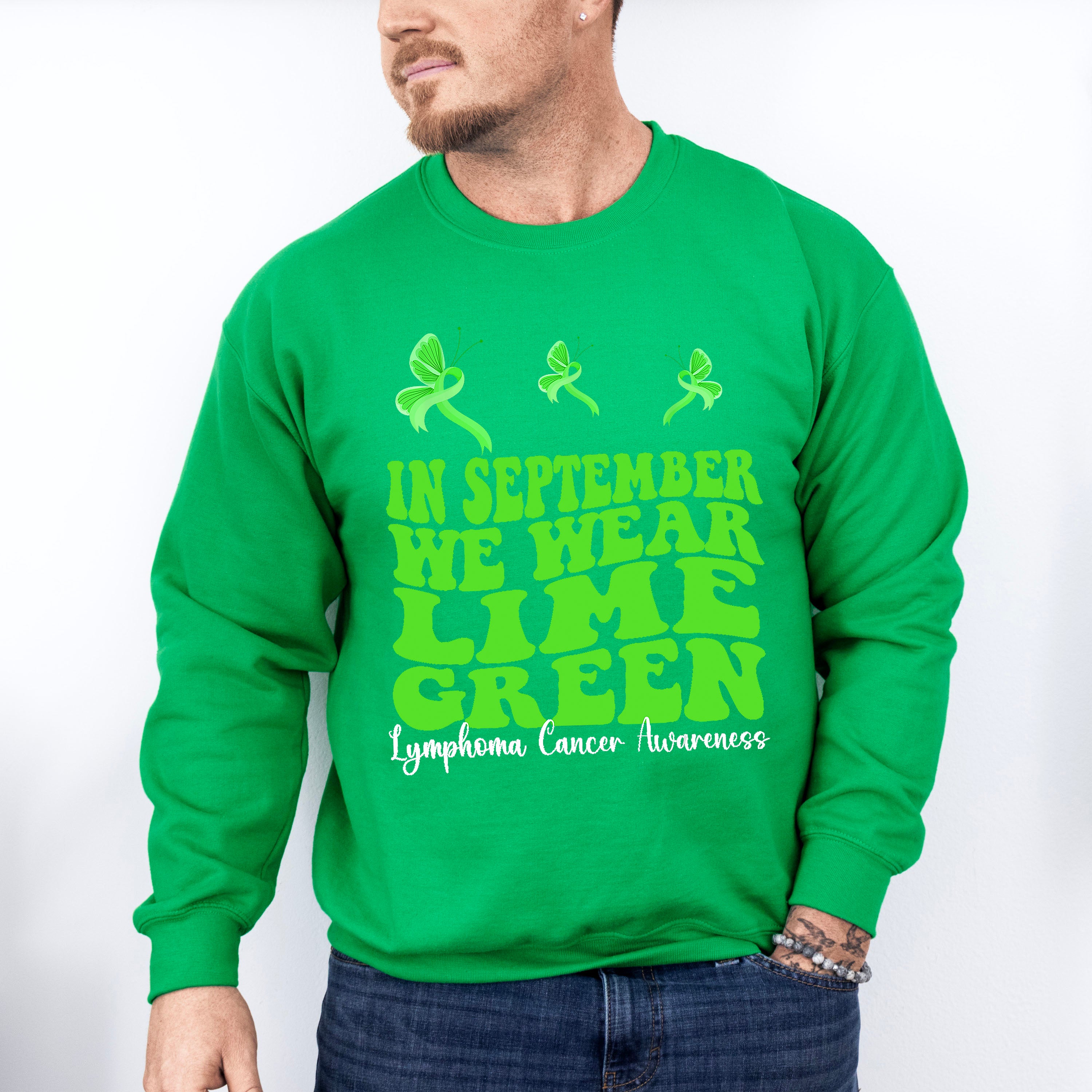 We Wear Lime Green - Lymphoma Unisex Crewneck T-Shirt Sweatshirt Hoodie