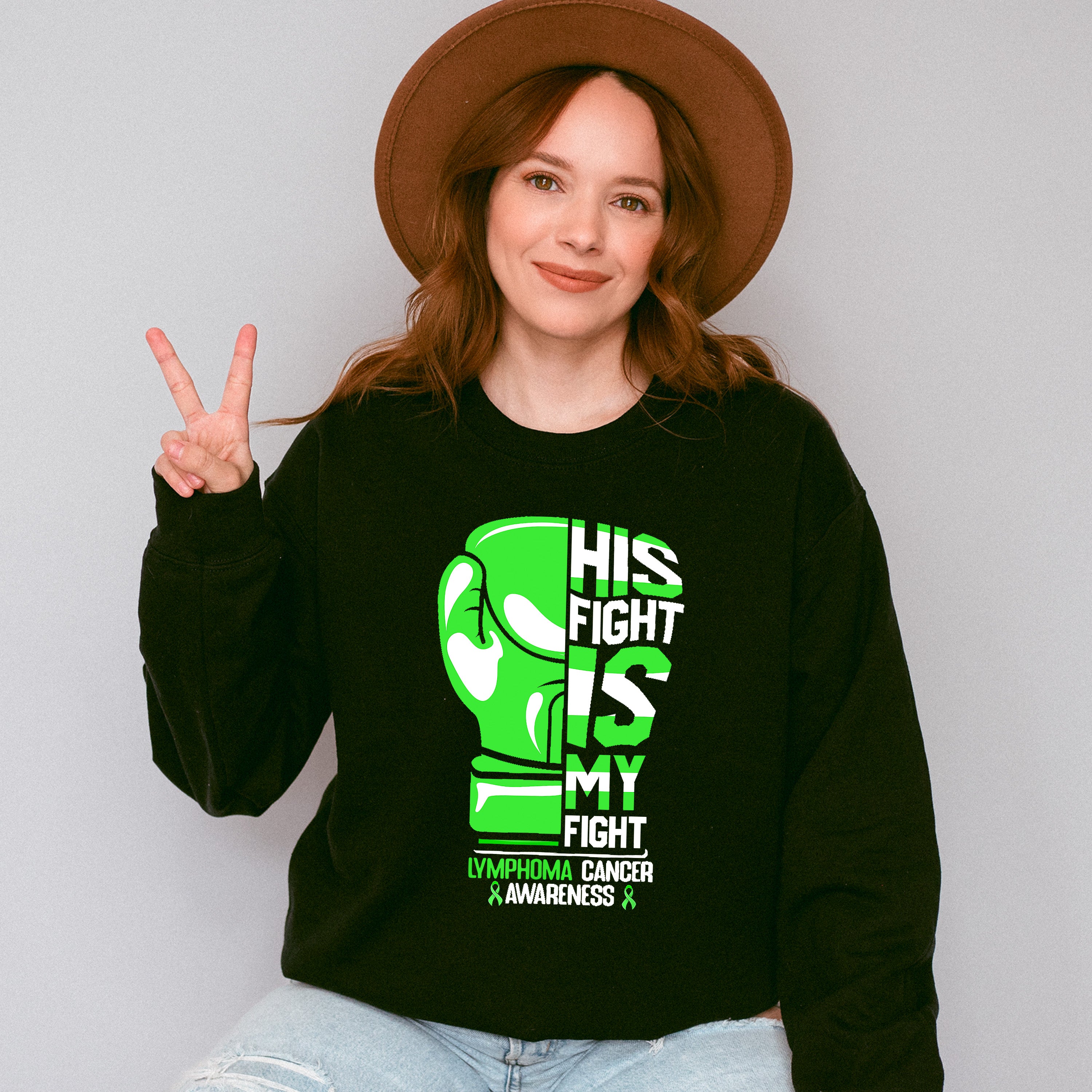 His Fight Is My Fight - Lymphoma Unisex Crewneck T-Shirt Sweatshirt Hoodie