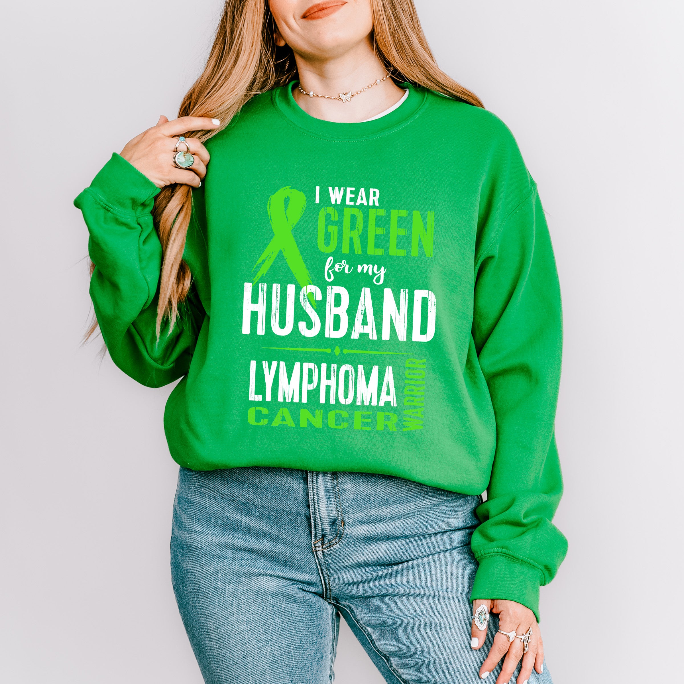 I Wear Green For My Husband - Lymphoma Unisex Crewneck T-Shirt Sweatshirt Hoodie