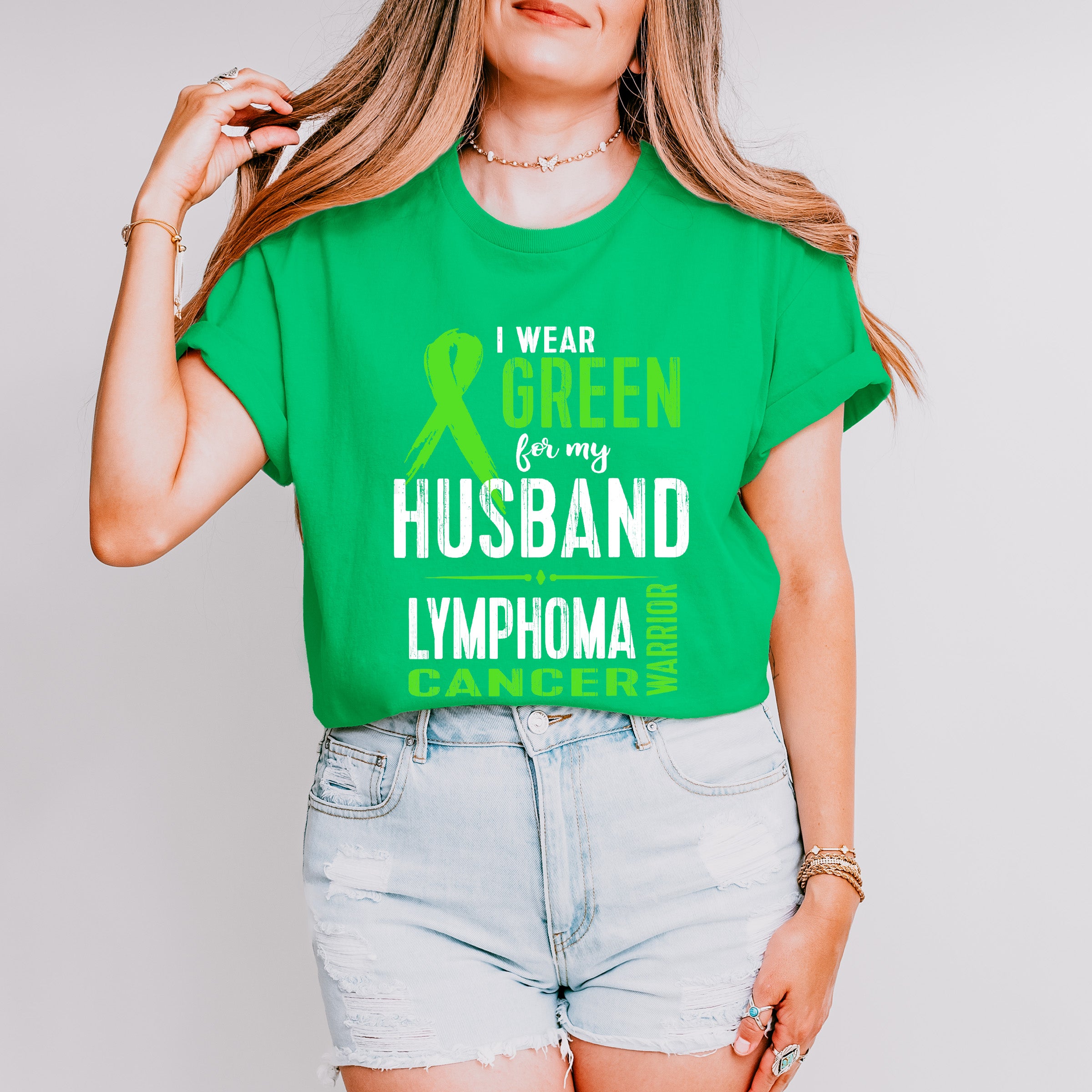 I Wear Green For My Husband - Lymphoma Unisex Crewneck T-Shirt Sweatshirt Hoodie