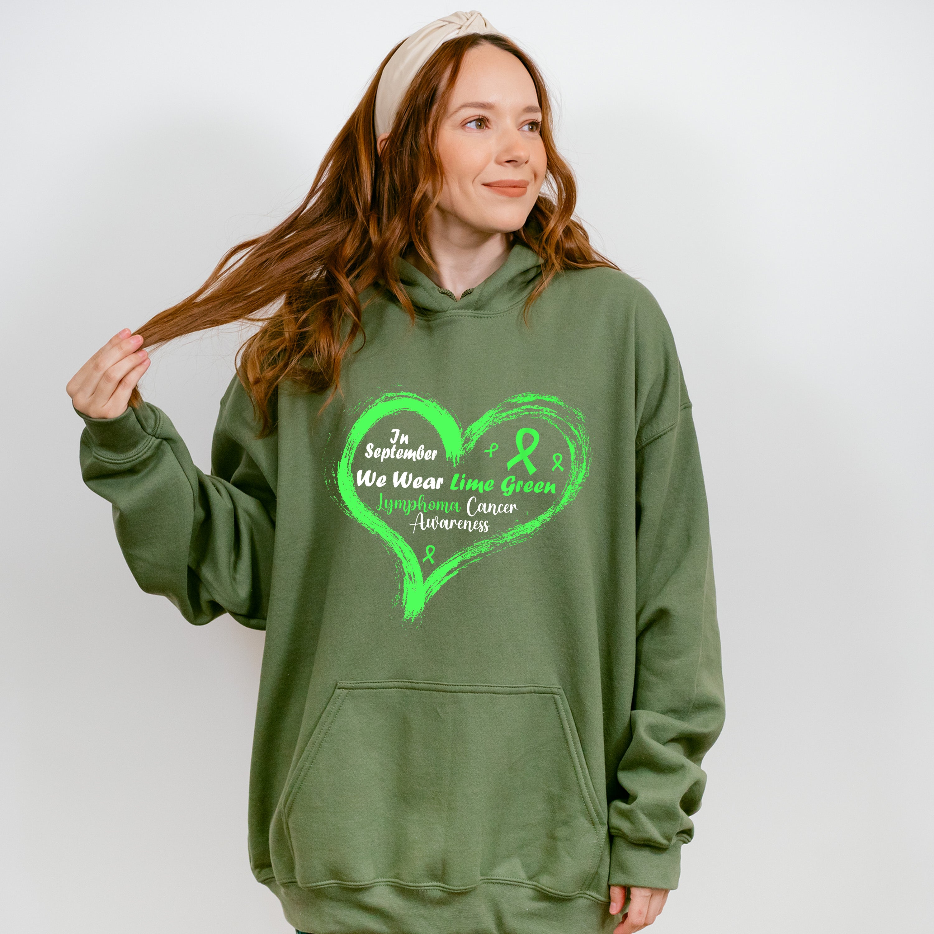 Wear Green Heart Design - Lymphoma Unisex Crewneck T-Shirt Sweatshirt Hoodie