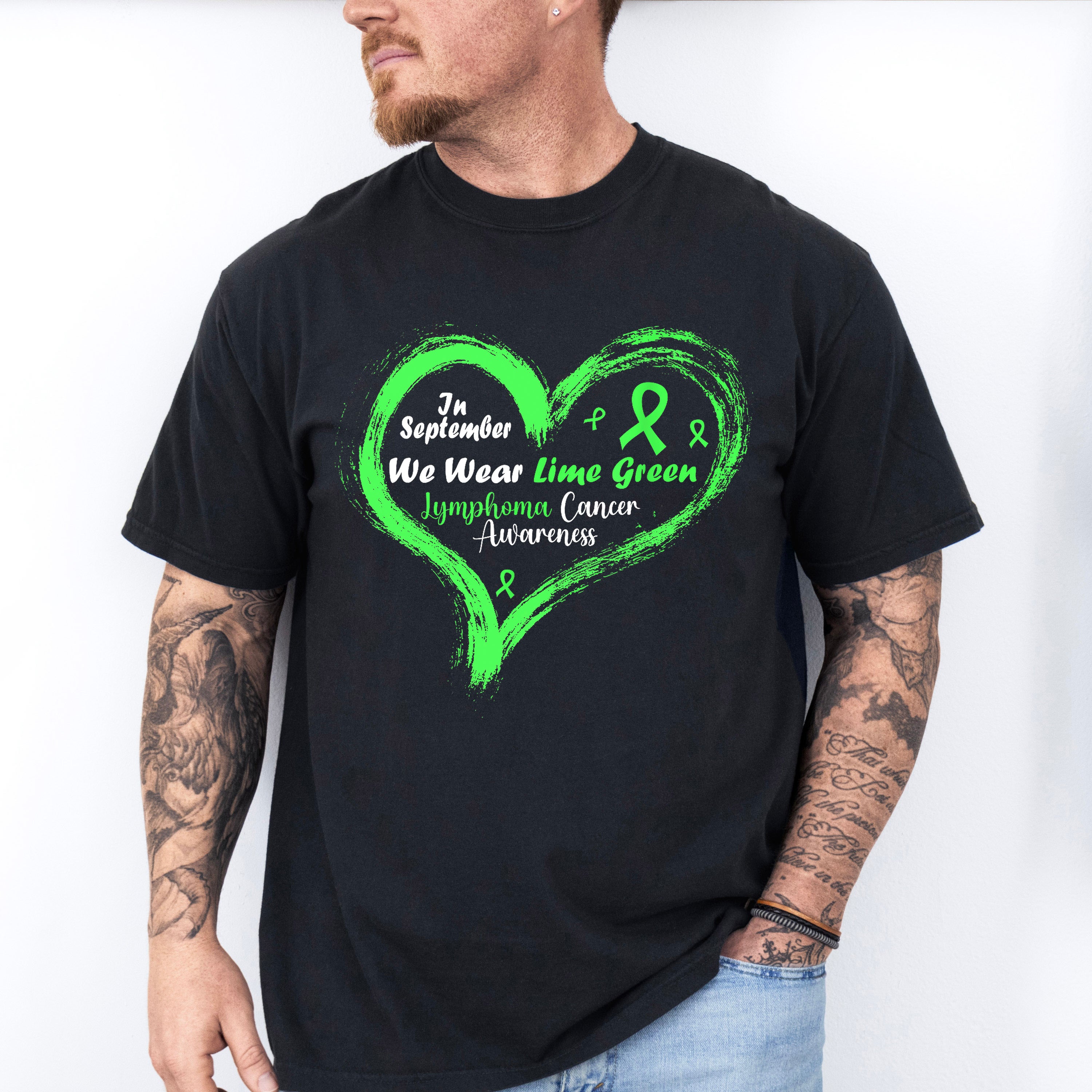 Wear Green Heart Design - Lymphoma Unisex Crewneck T-Shirt Sweatshirt Hoodie