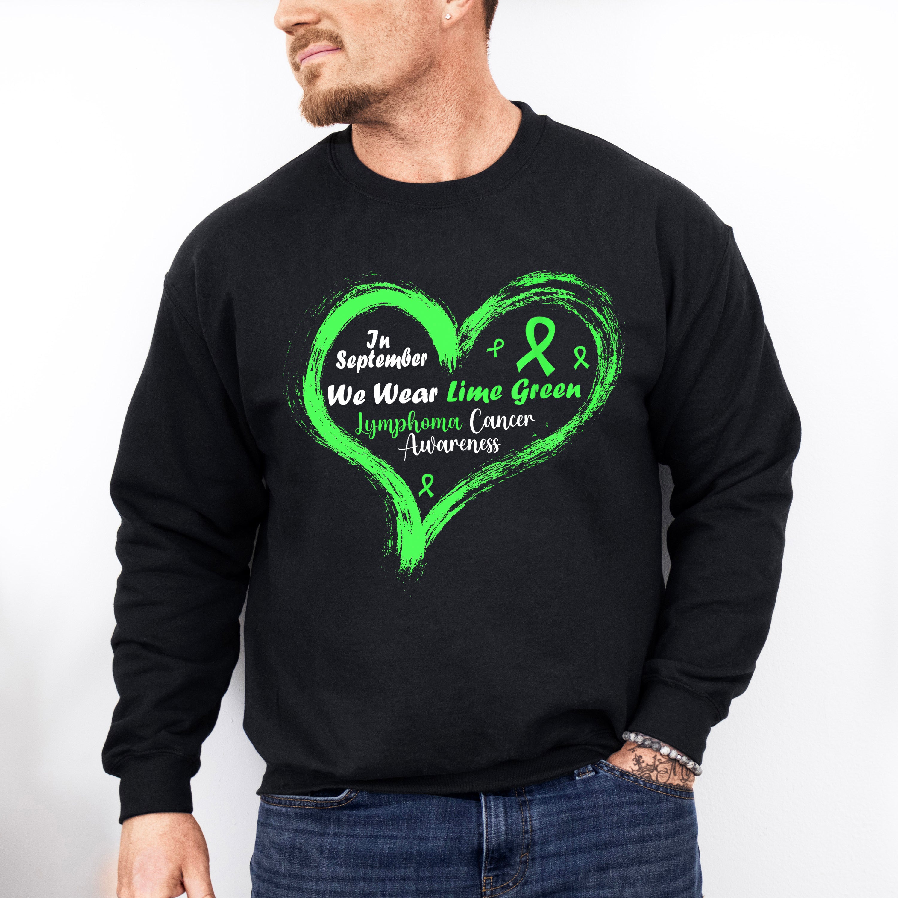 Wear Green Heart Design - Lymphoma Unisex Crewneck T-Shirt Sweatshirt Hoodie