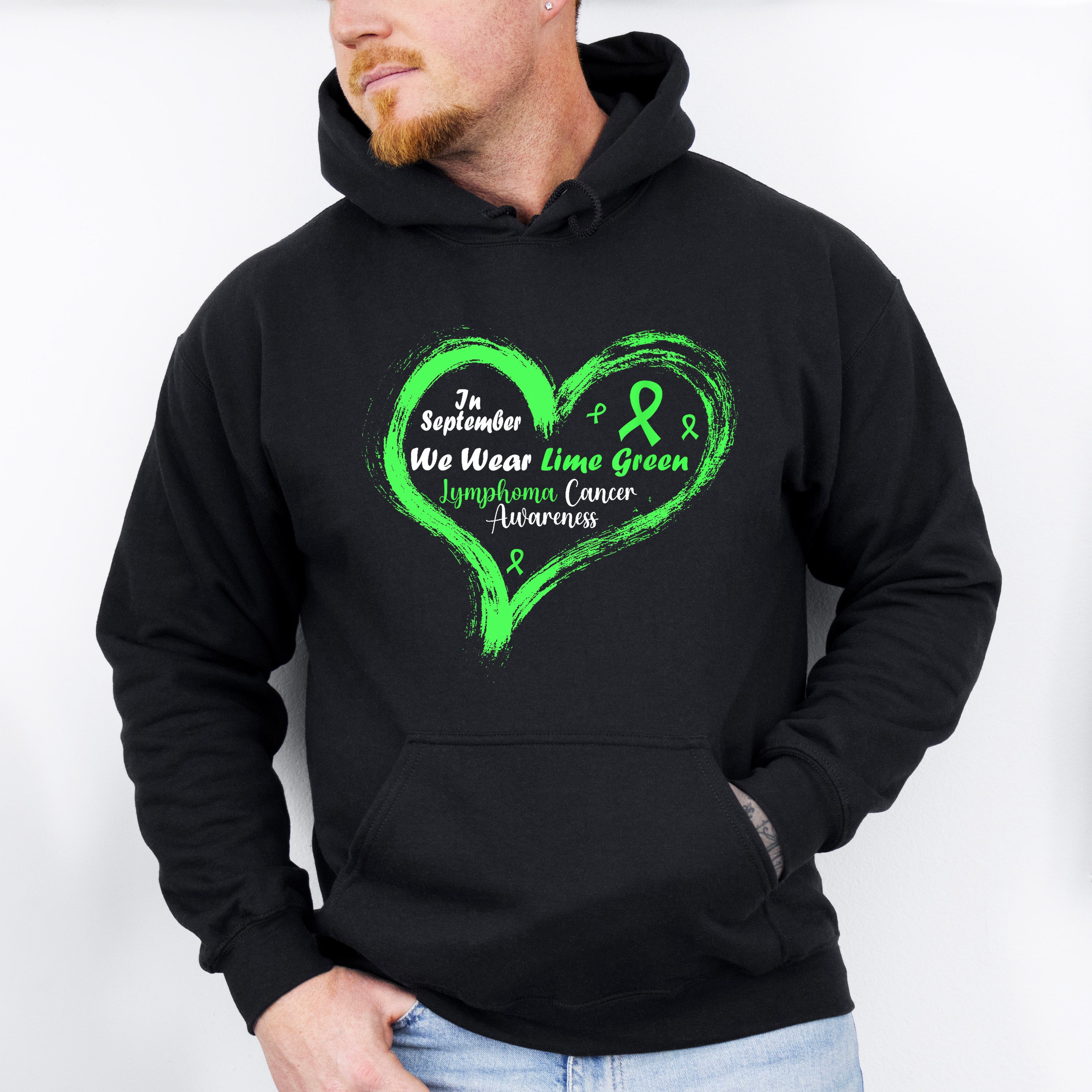 Wear Green Heart Design - Lymphoma Unisex Crewneck T-Shirt Sweatshirt Hoodie