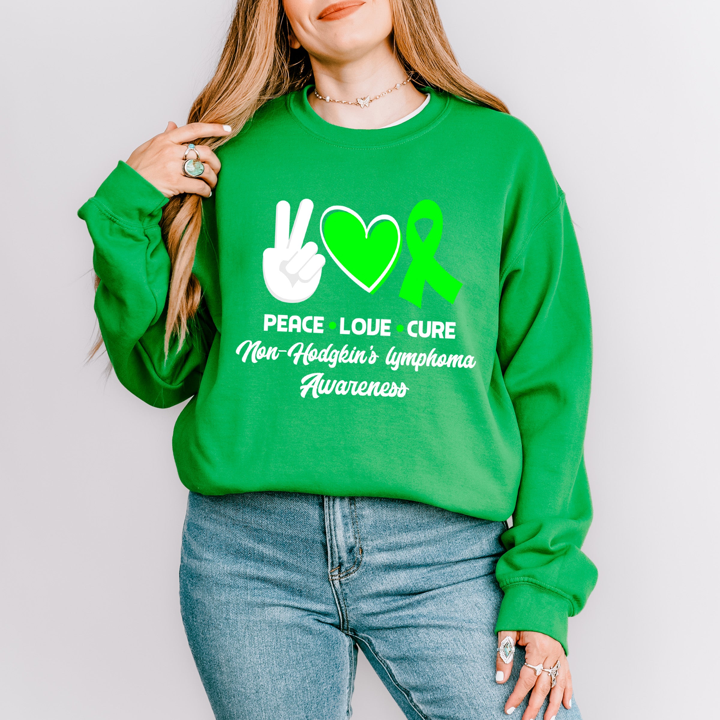 Peace Love Cure - Lymphoma Unisex Crewneck T-Shirt Sweatshirt Hoodie