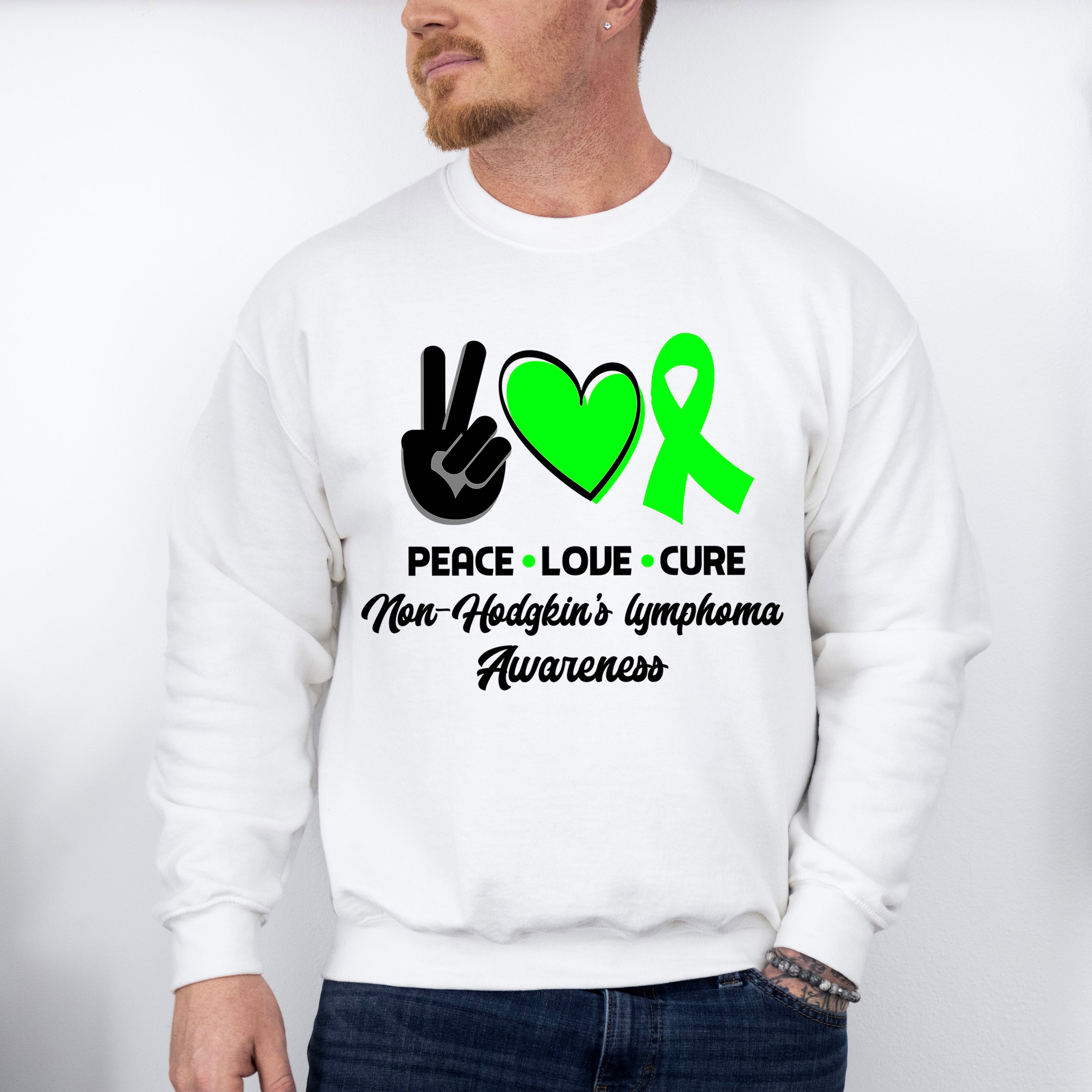 Peace Love Cure - Lymphoma Unisex Crewneck T-Shirt Sweatshirt Hoodie