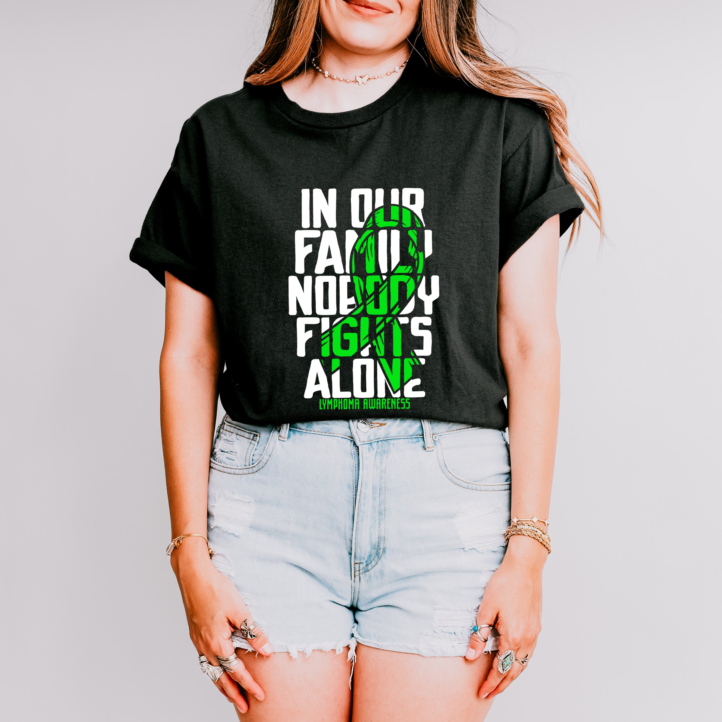 Nobody Fights Alone - Lymphoma Unisex Crewneck T-Shirt Sweatshirt Hoodie