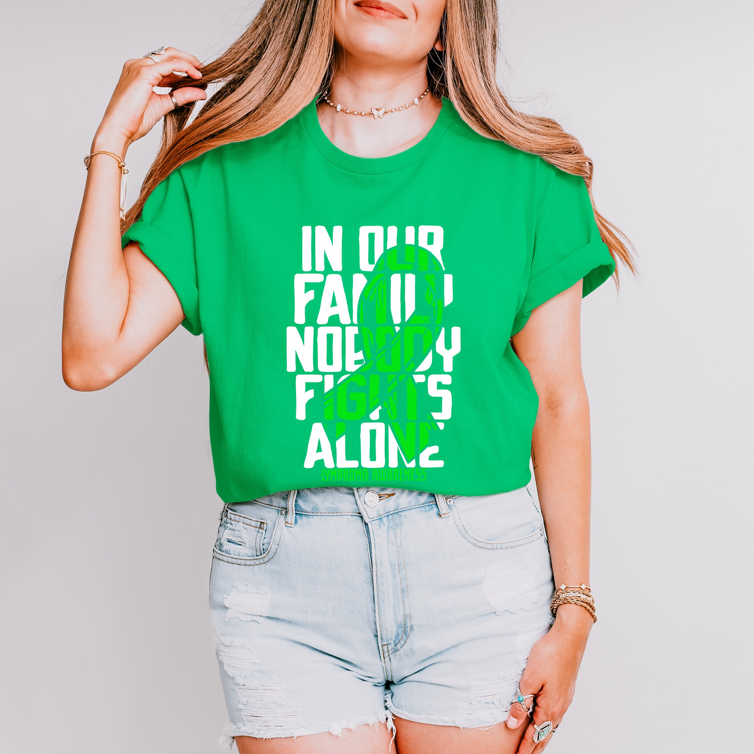 Nobody Fights Alone - Lymphoma Unisex Crewneck T-Shirt Sweatshirt Hoodie