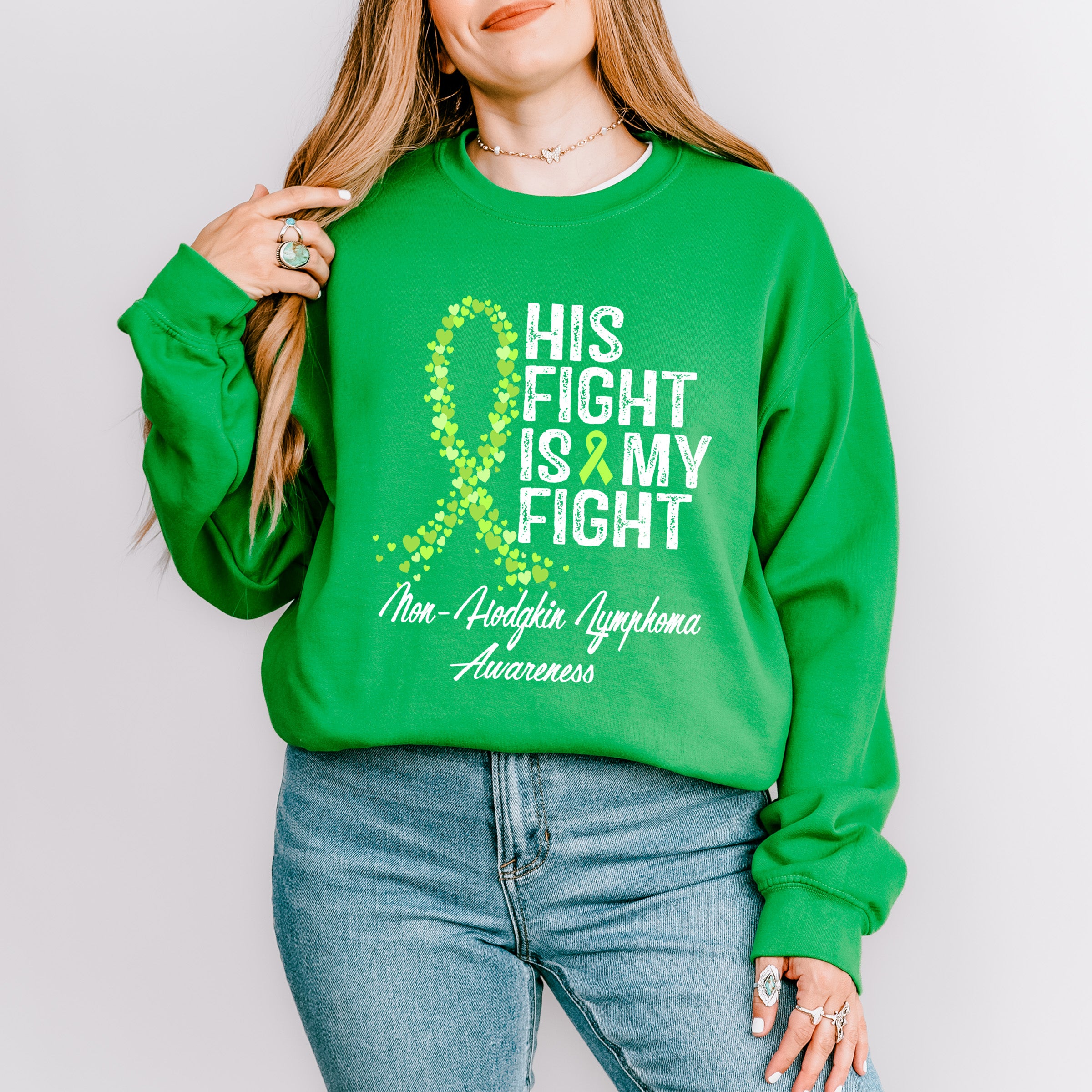 His Fight Is My Fight Lymphoma - Lymphoma Unisex Crewneck T-Shirt Sweatshirt Hoodie