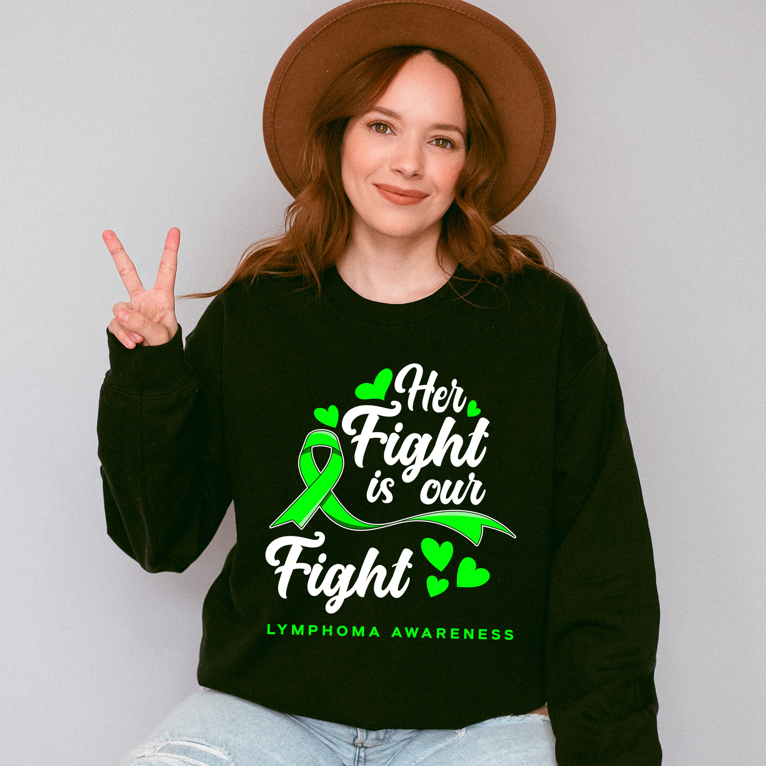 Her Fight Is Our Fight - Lymphoma Unisex Crewneck T-Shirt Sweatshirt Hoodie