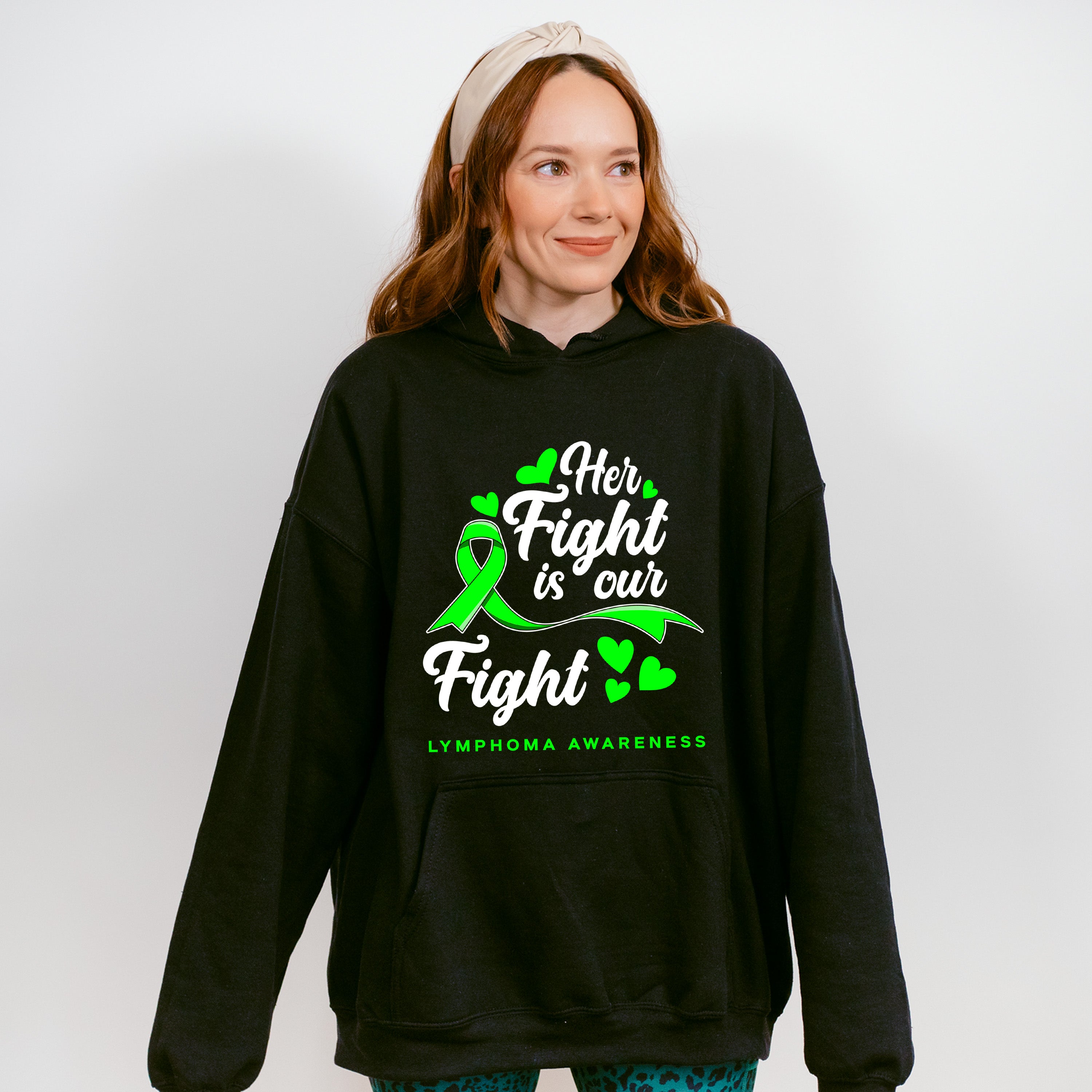 Her Fight Is Our Fight - Lymphoma Unisex Crewneck T-Shirt Sweatshirt Hoodie