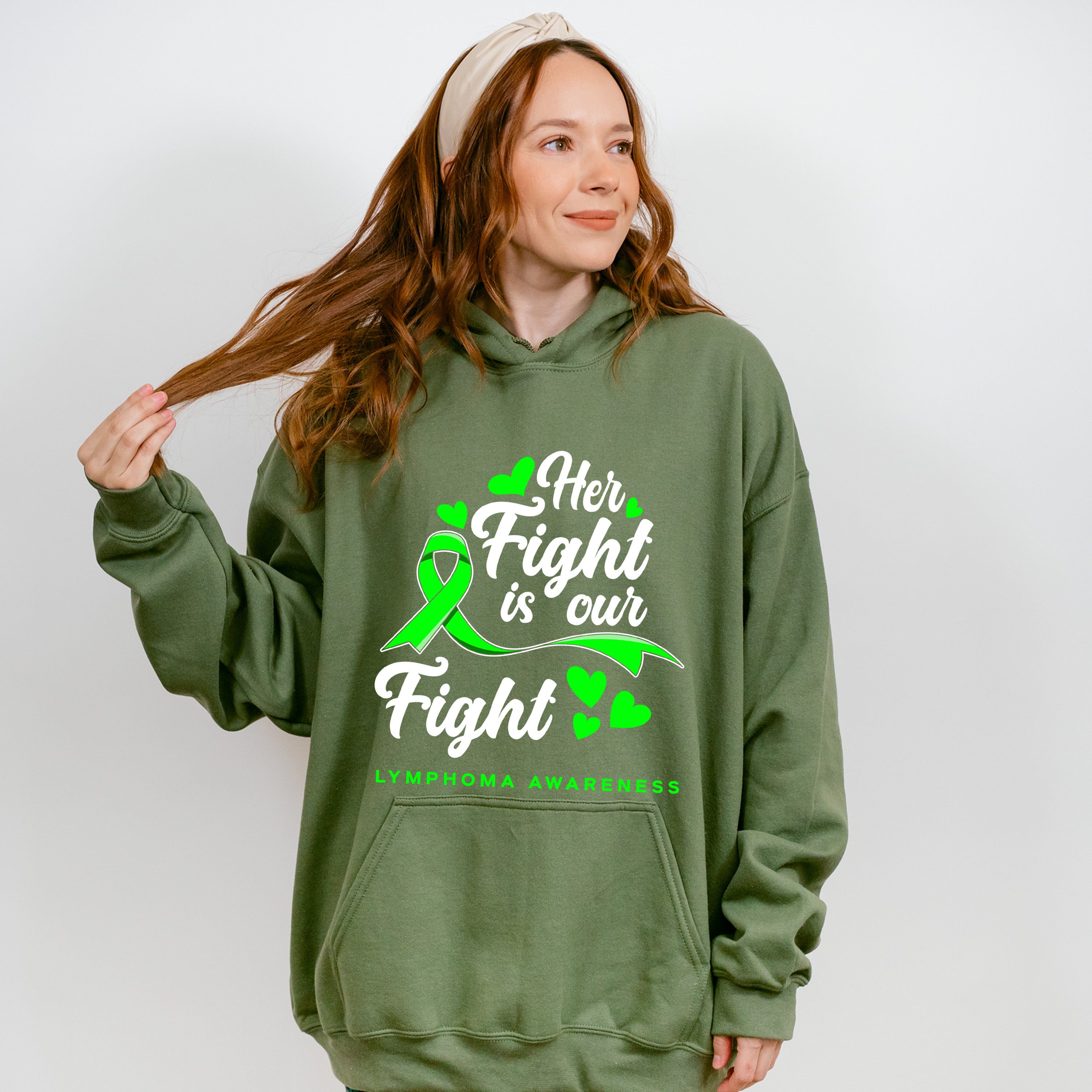 Her Fight Is Our Fight - Lymphoma Unisex Crewneck T-Shirt Sweatshirt Hoodie