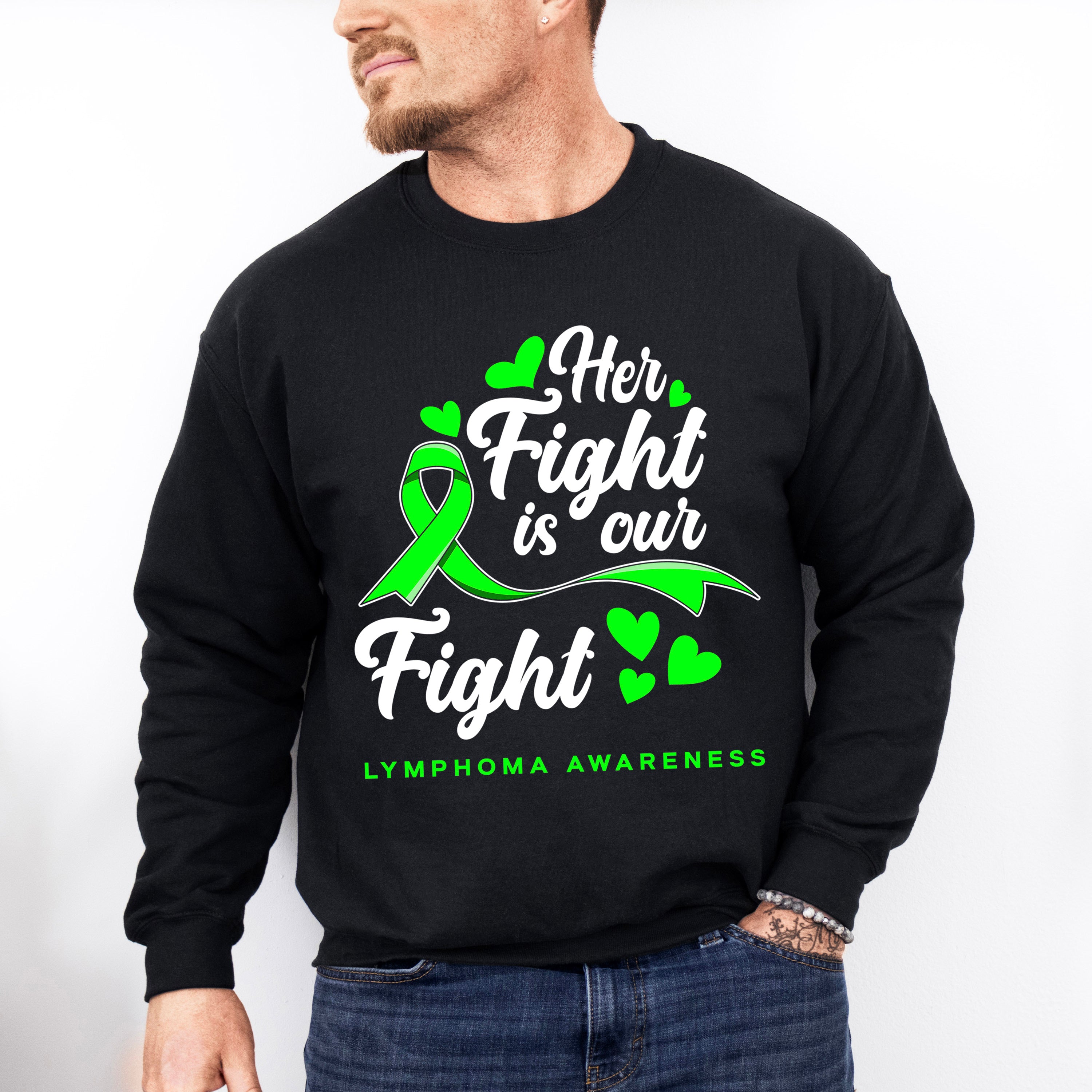 Her Fight Is Our Fight - Lymphoma Unisex Crewneck T-Shirt Sweatshirt Hoodie