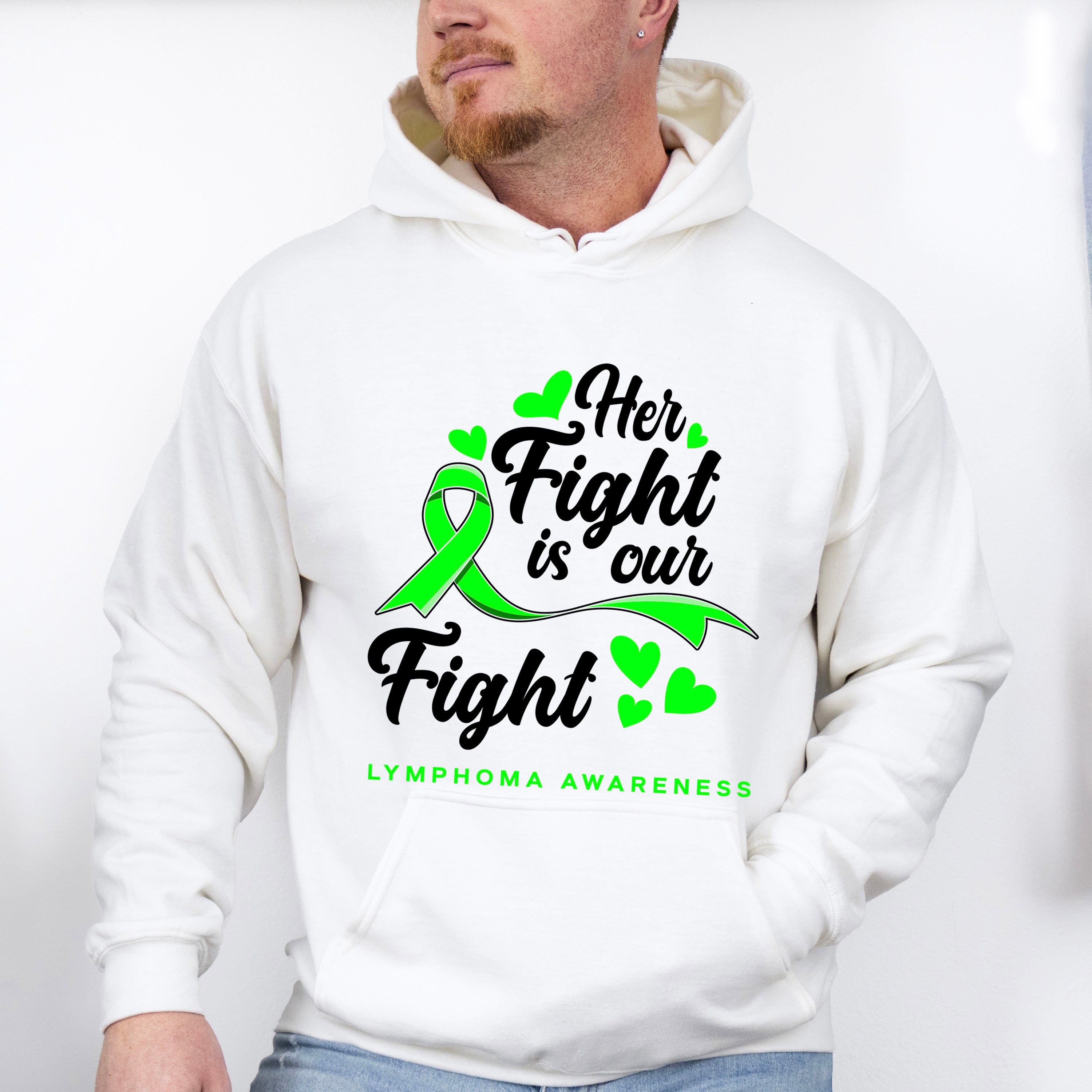 Her Fight Is Our Fight - Lymphoma Unisex Crewneck T-Shirt Sweatshirt Hoodie