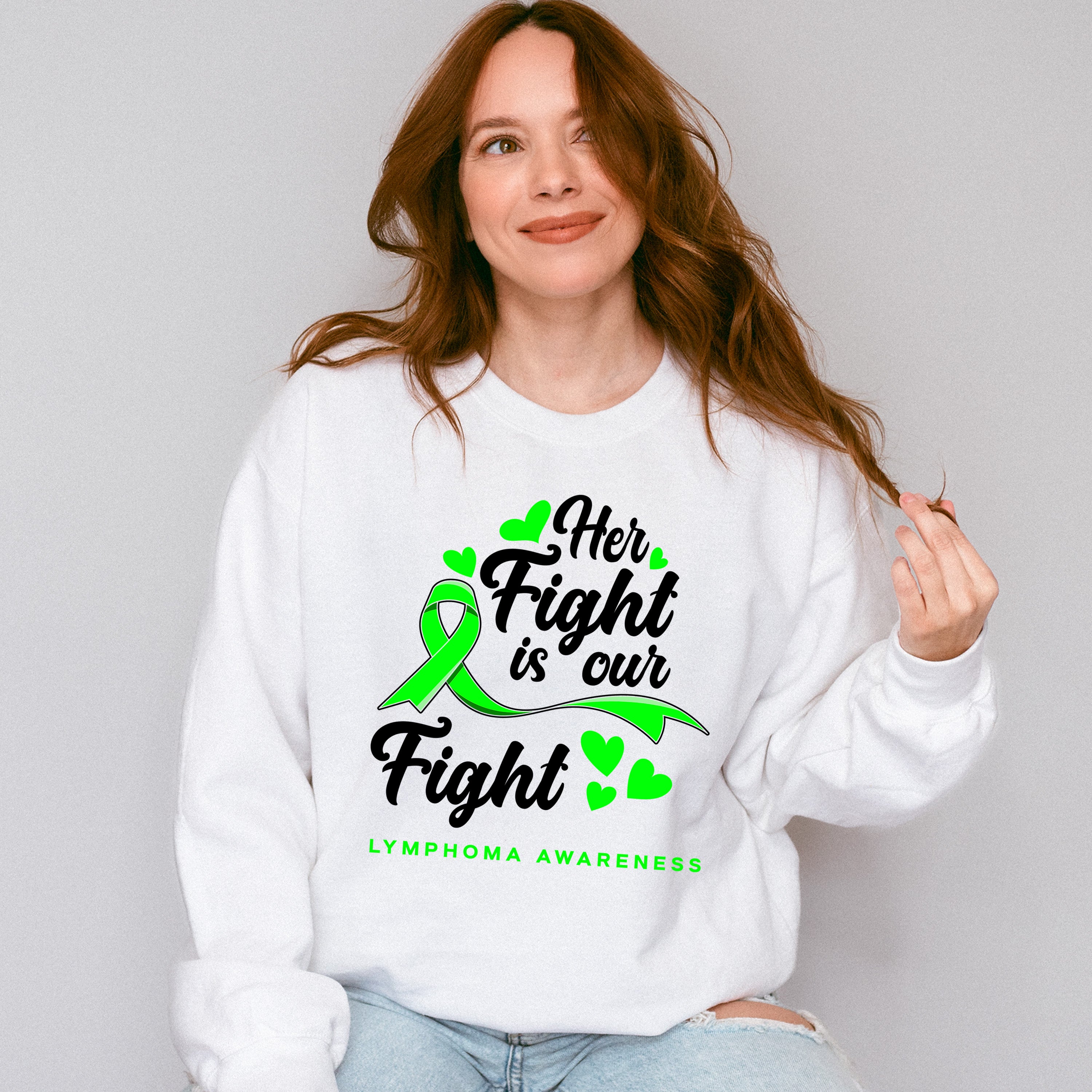 Her Fight Is Our Fight - Lymphoma Unisex Crewneck T-Shirt Sweatshirt Hoodie