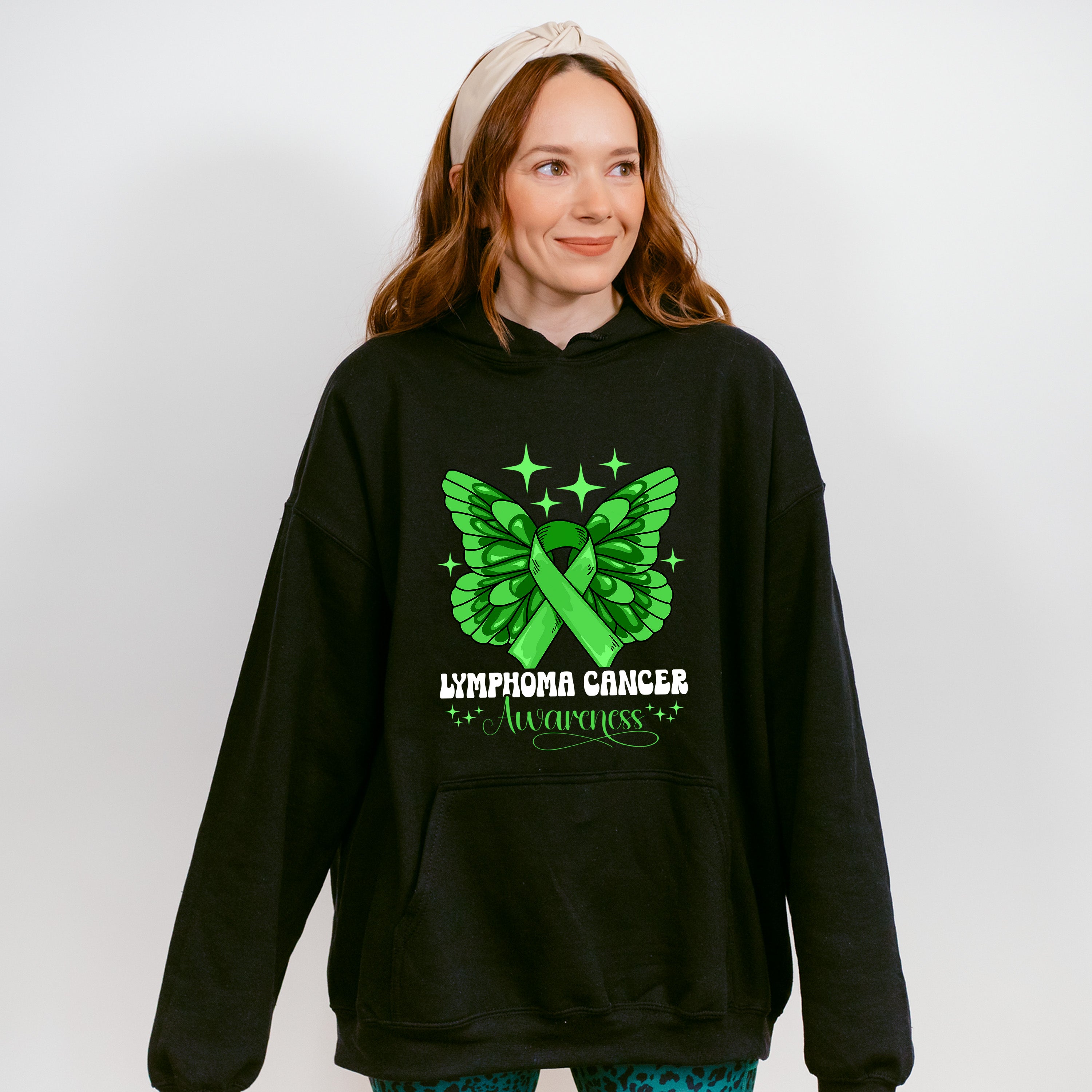 Lymphoma Butterfly Ribbon Design - Lymphoma Unisex Crewneck T-Shirt Sweatshirt Hoodie