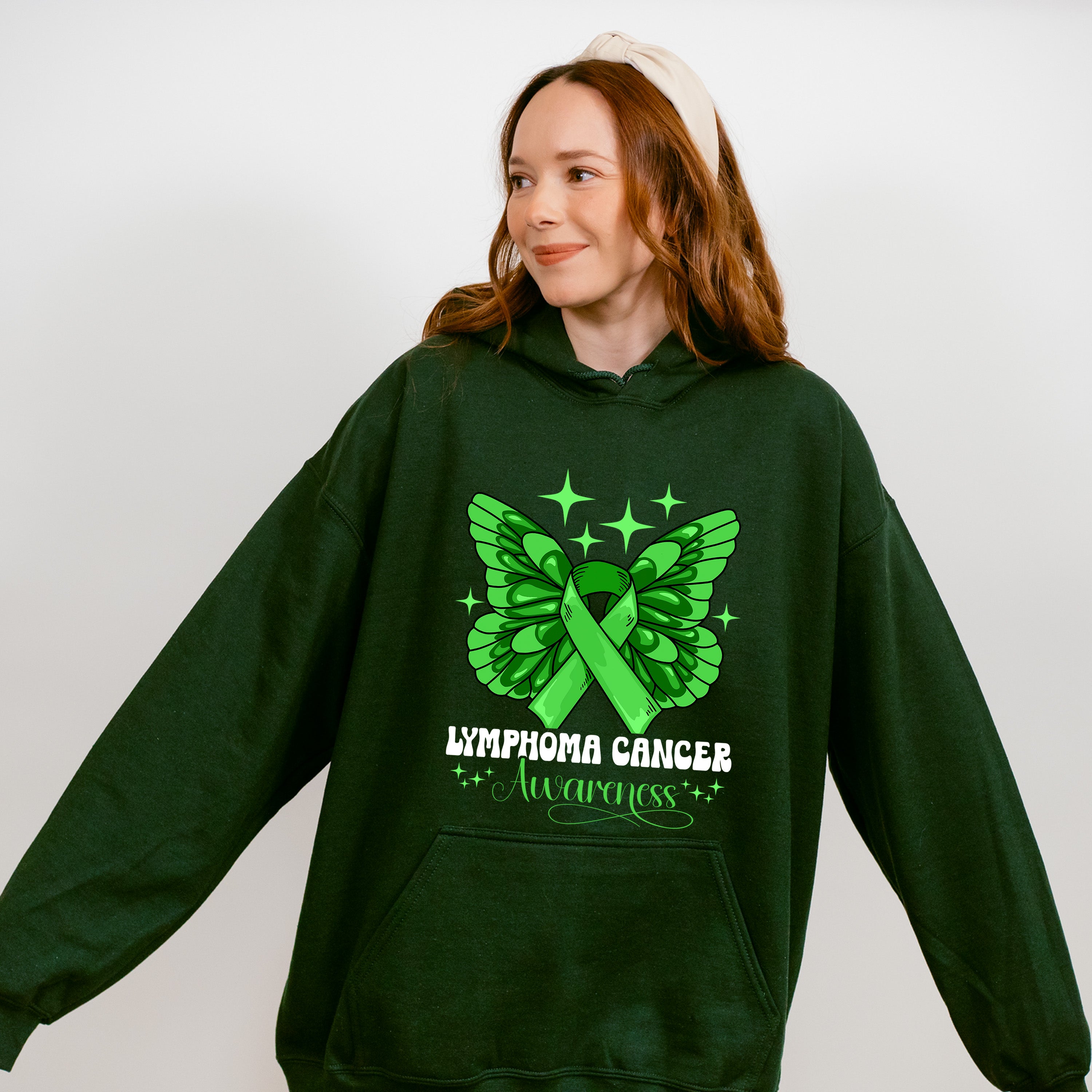 Lymphoma Butterfly Ribbon Design - Lymphoma Unisex Crewneck T-Shirt Sweatshirt Hoodie