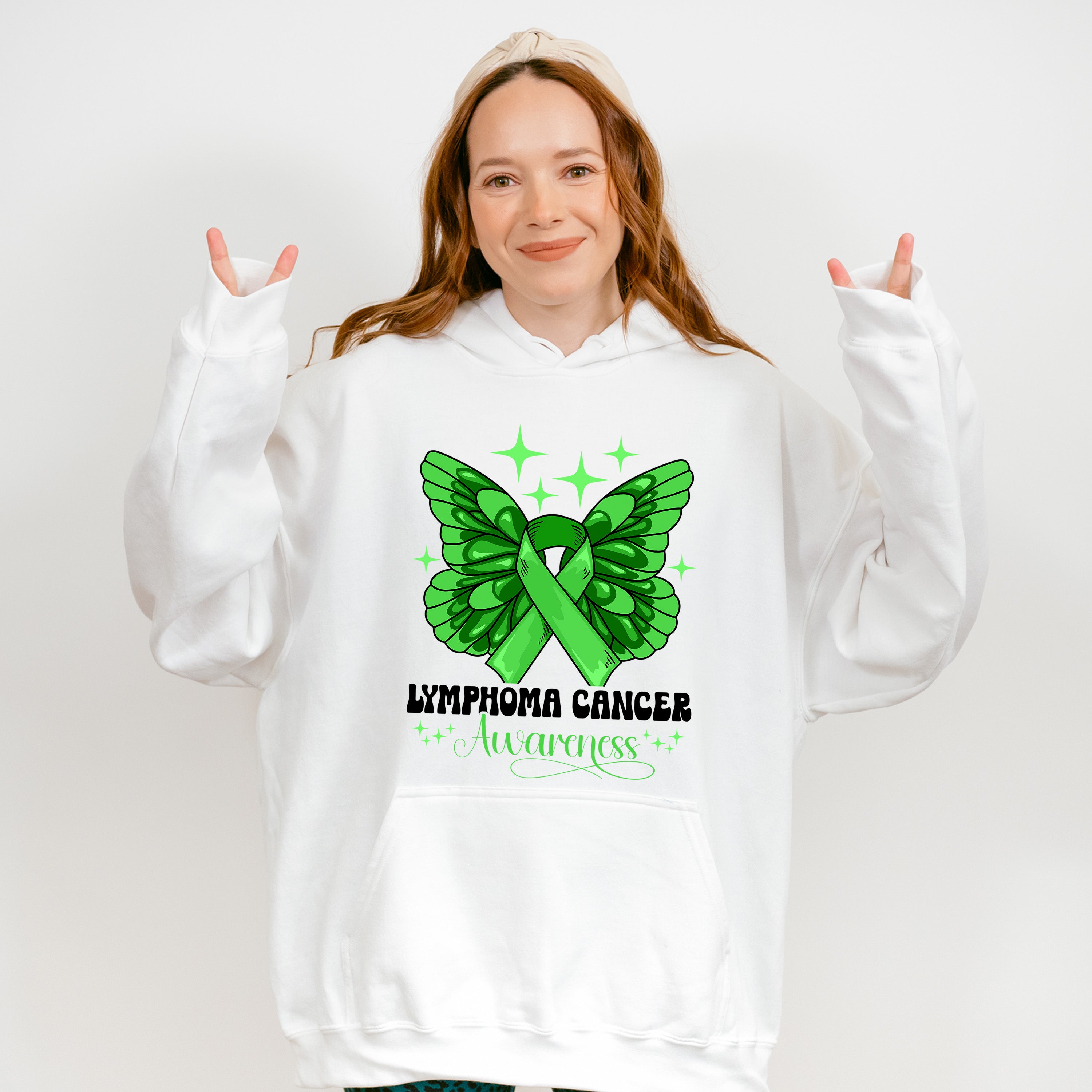 Lymphoma Butterfly Ribbon Design - Lymphoma Unisex Crewneck T-Shirt Sweatshirt Hoodie